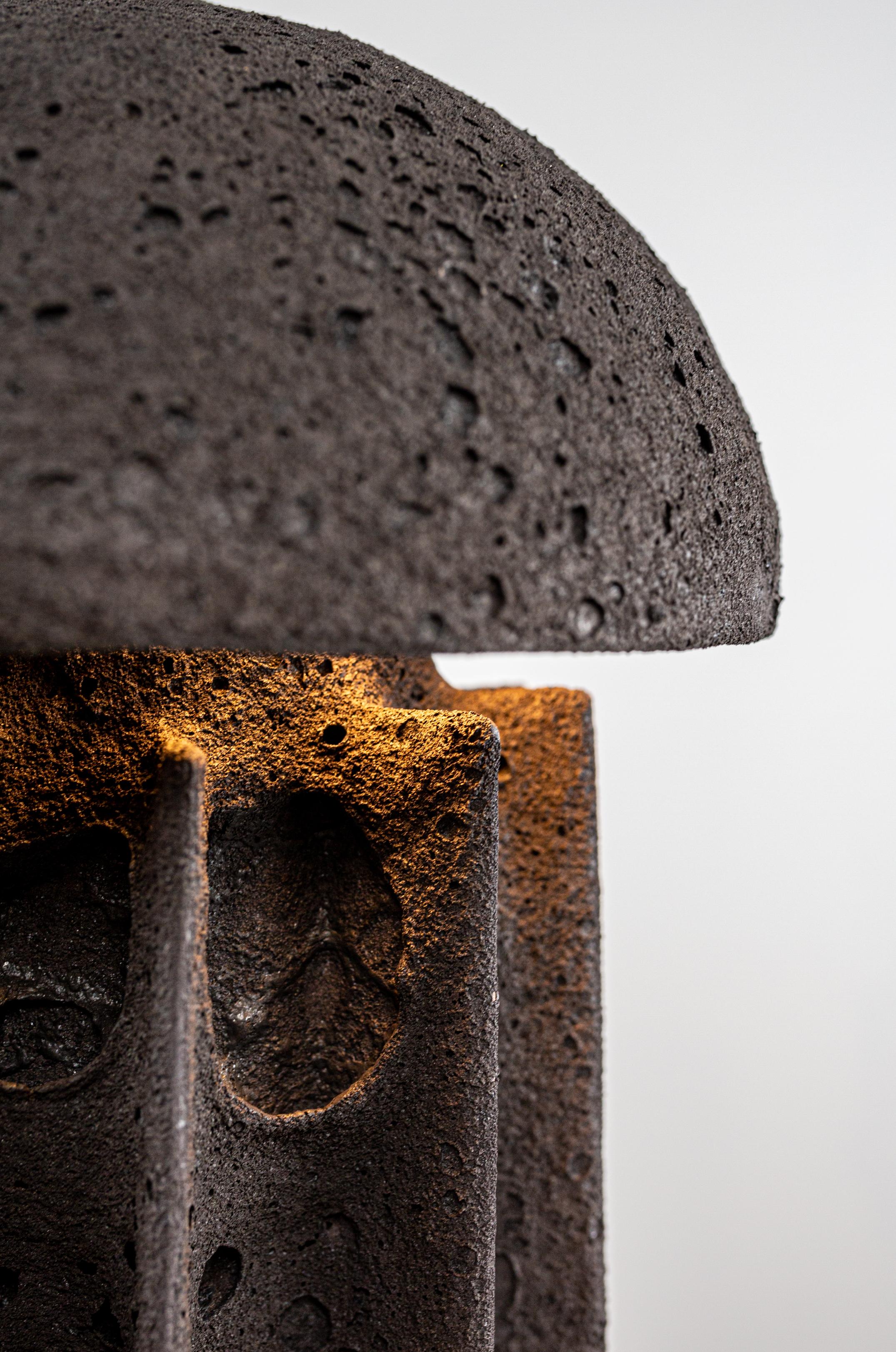 CADEN Ceramic Dome Table Lamp, Highly Textured Black Lava Glaze, by Kalin Asenov For Sale 1