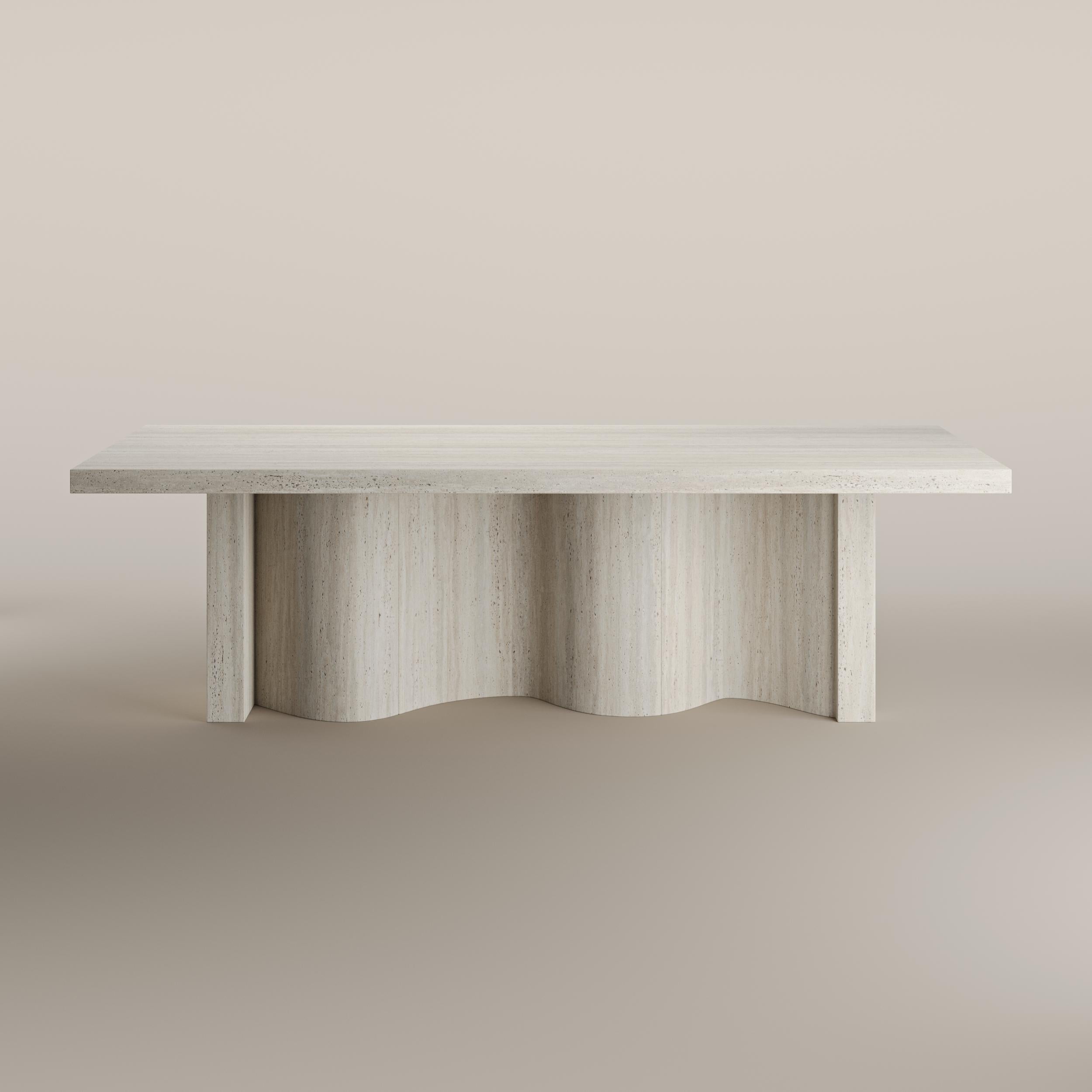 Scandinavian Modern Cadence Travertine Dining Table by T. Woon For Sale