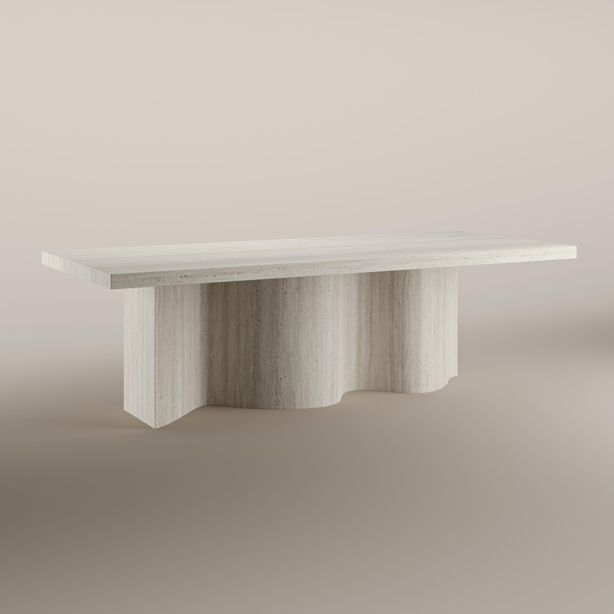 European Cadence Travertine Dining Table by T. Woon For Sale