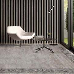CADENCIA Hand Knotted Transitional Border Silk Rug, Beige Taupe Colour By Hands