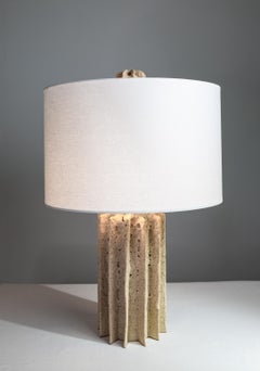 CADEN, Shade Table Lamp, Highly Textured Light Lava Glaze, hand built lamp