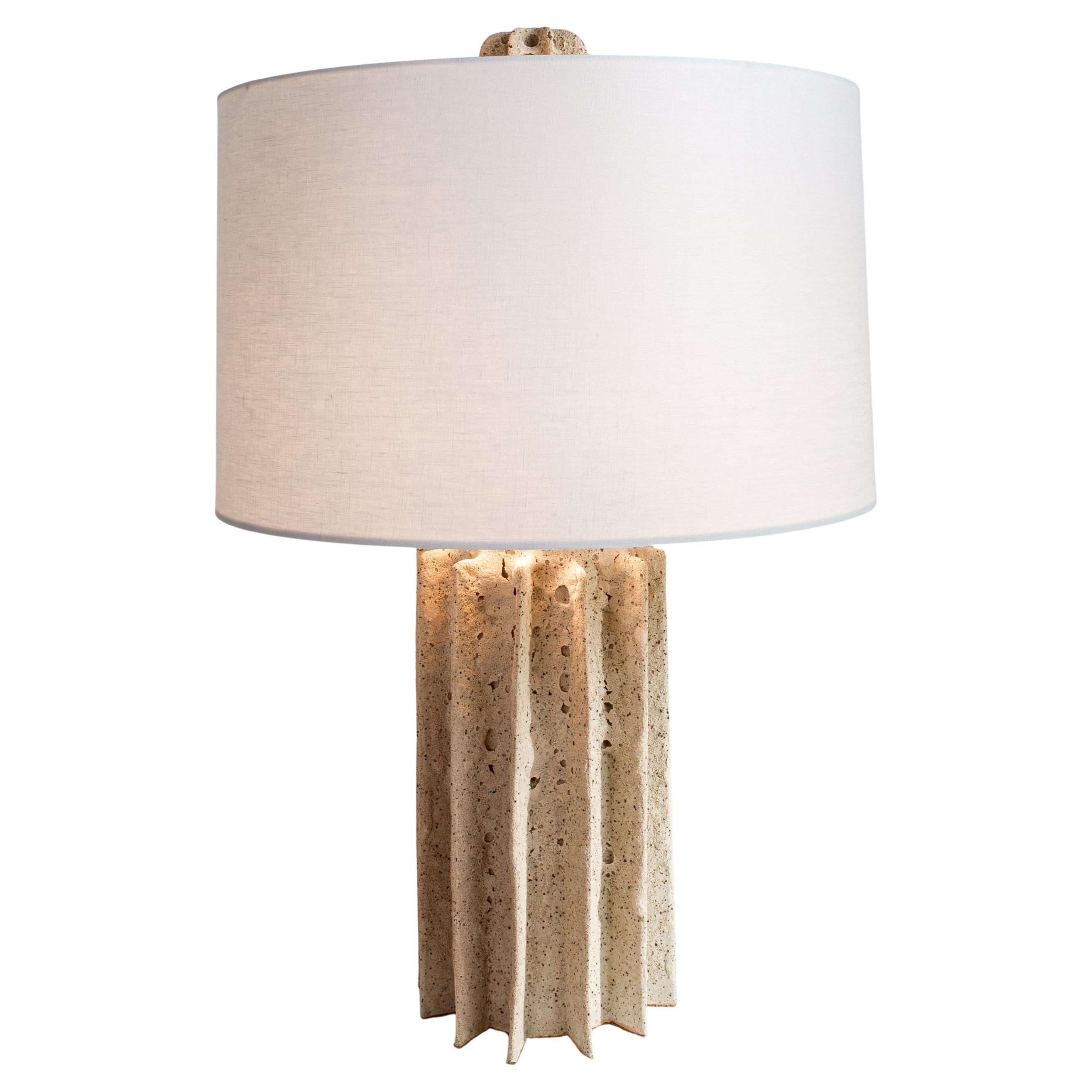 CADEN, Shade Table Lamp, Highly Textured Light Lava Glaze, hand built lamp