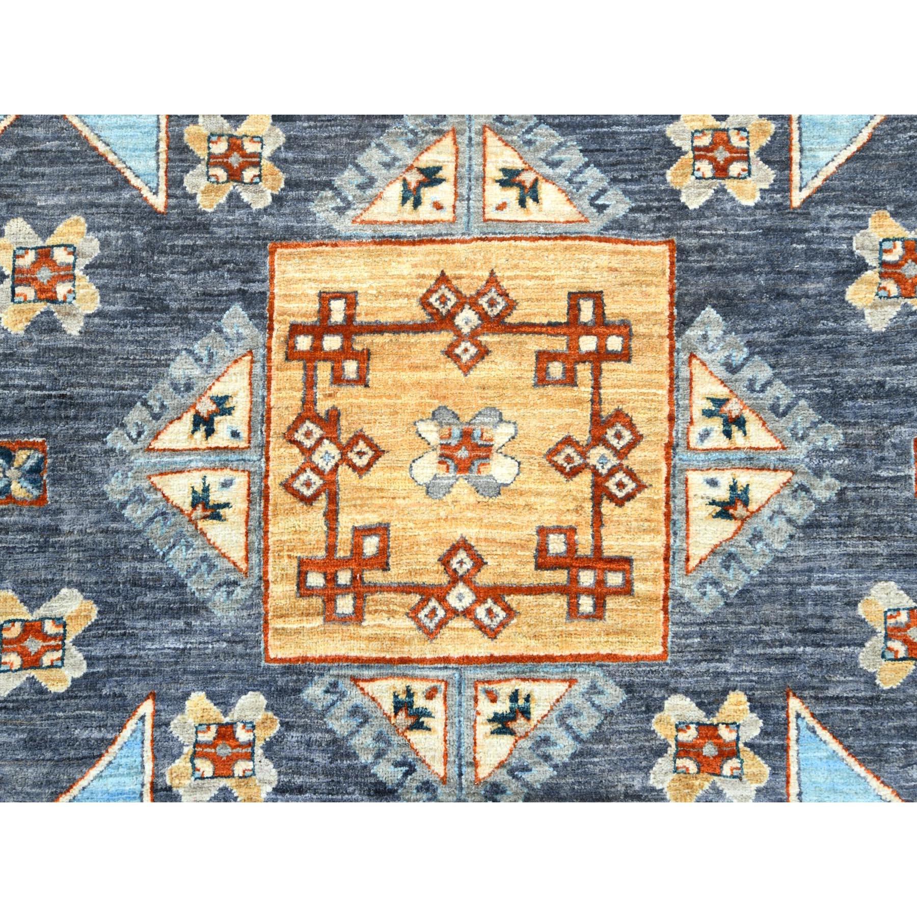 Lana Tappeto Cadet Gray di ispirazione armena con design caucasico in lana annodato a mano 8'3