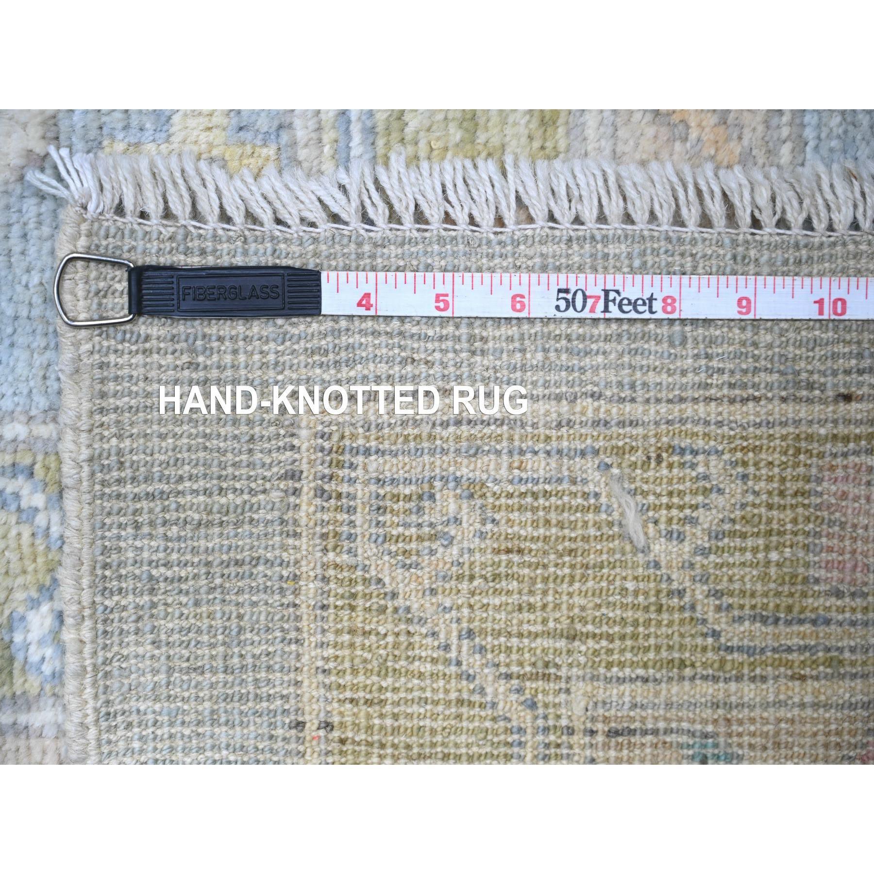 Tapis d'Oushak surdimensionné en pure laine afghane angora gris Cadet noué à la main 14'0