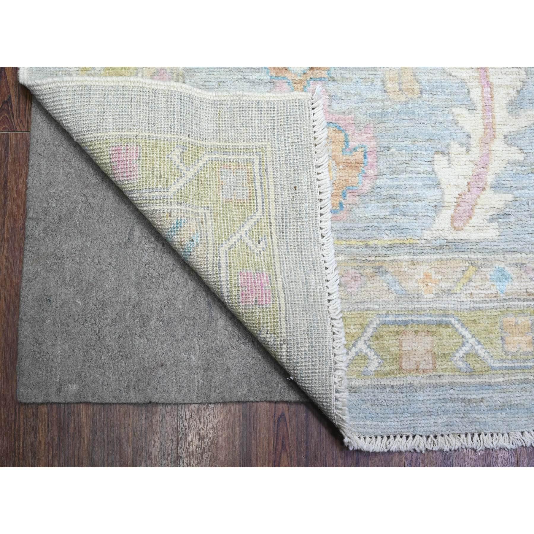 Noué à la main Tapis d'Oushak surdimensionné en pure laine afghane angora gris Cadet noué à la main 14'0