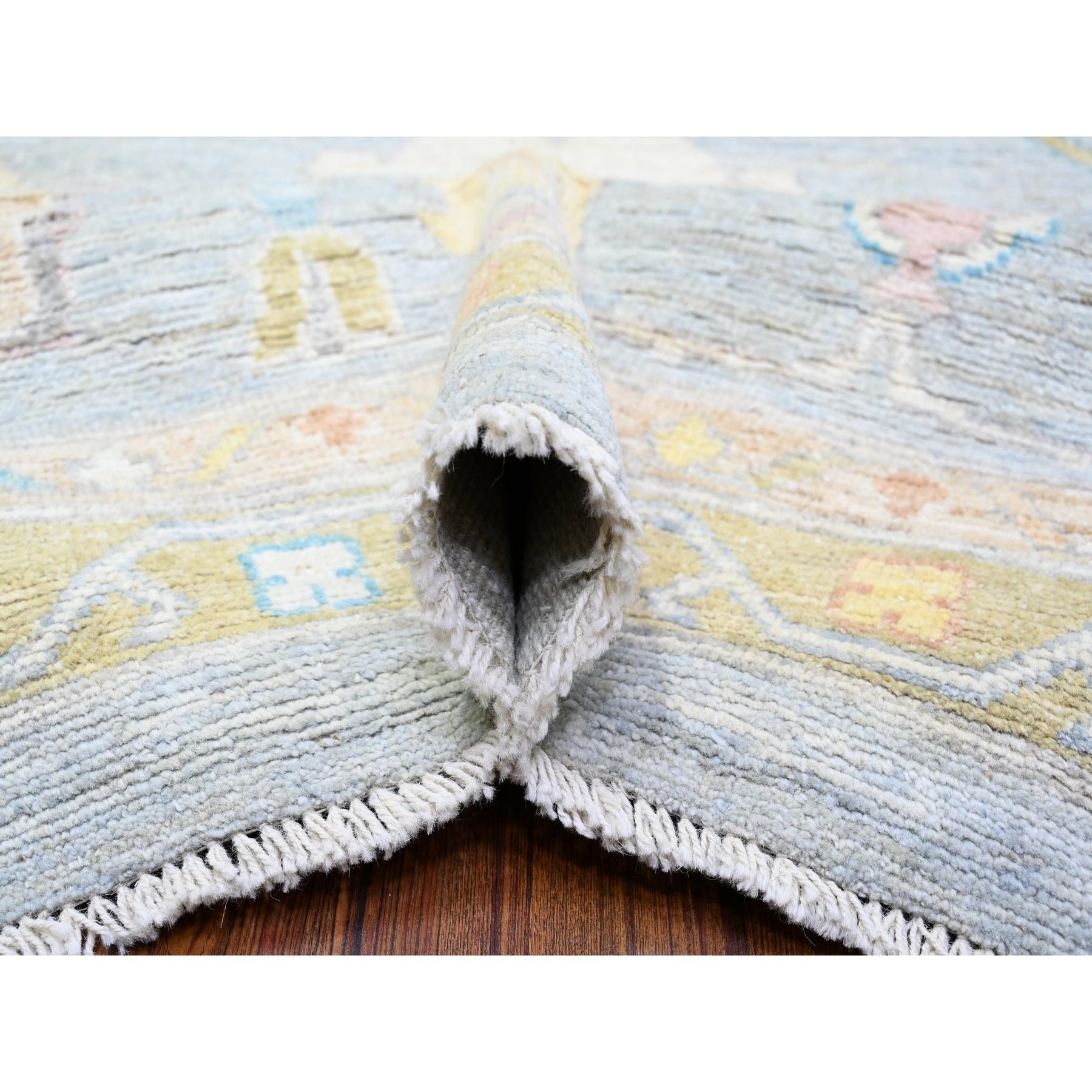 Tapis d'Oushak surdimensionné en pure laine afghane angora gris Cadet noué à la main 14'0