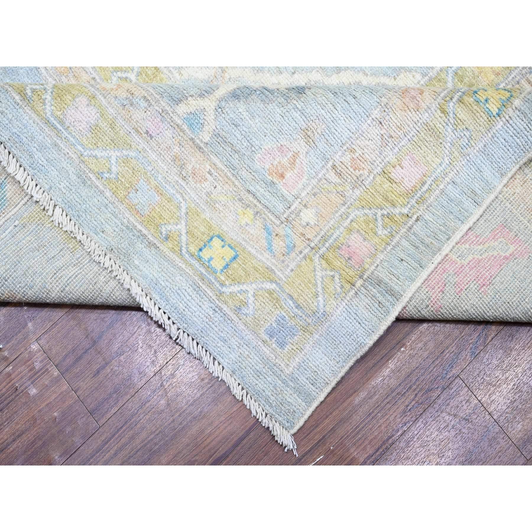 XXIe siècle et contemporain Tapis d'Oushak surdimensionné en pure laine afghane angora gris Cadet noué à la main 14'0
