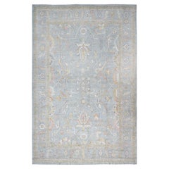 Cadete Gris Alfombra afgana anudada a mano de angora oushak sobredimensionada de pura lana 14'0" x 19'