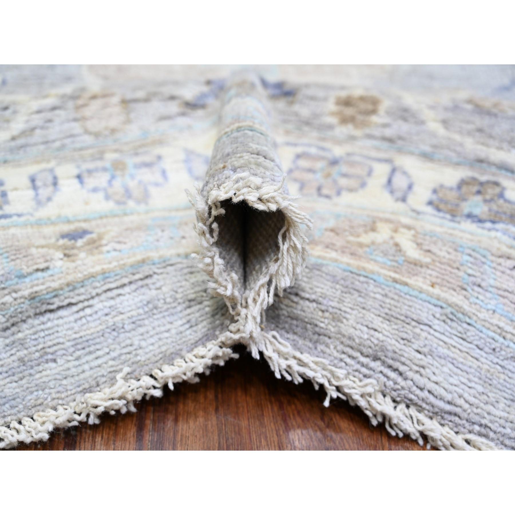 XXIe siècle et contemporain Tapis surdimensionné d'Oushak en laine douce afghane angora gris Cadet noué à la main 12' x 15'6