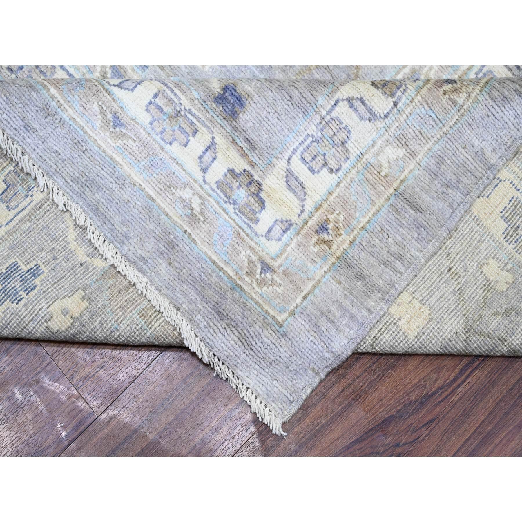 Laine Tapis surdimensionné d'Oushak en laine douce afghane angora gris Cadet noué à la main 12' x 15'6
