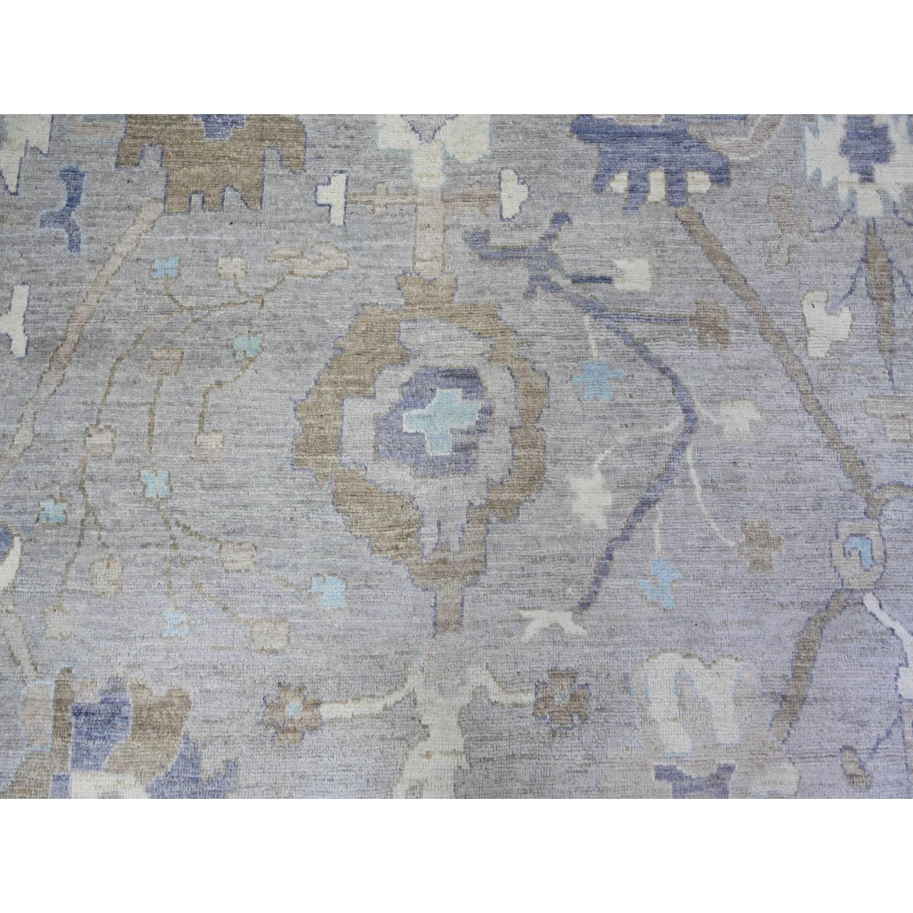 Tapis surdimensionné d'Oushak en laine douce afghane angora gris Cadet noué à la main 12' x 15'6