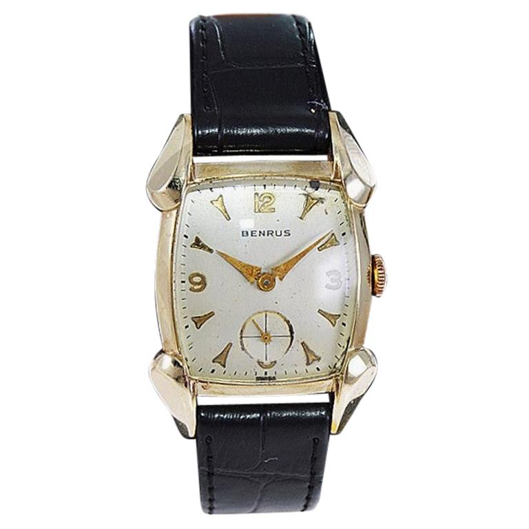 Benrus Gold Filled 1940's Art Deco Classic Tortue Shape with Original Dial