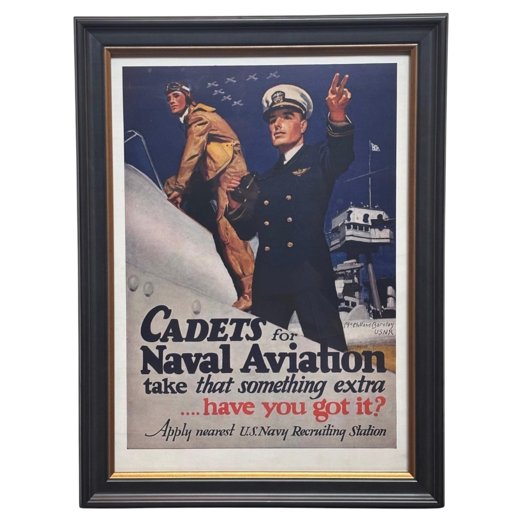"Cadets for Naval Aviation" Vintage WWII US Navy Recruiting Poster by M. Barclay