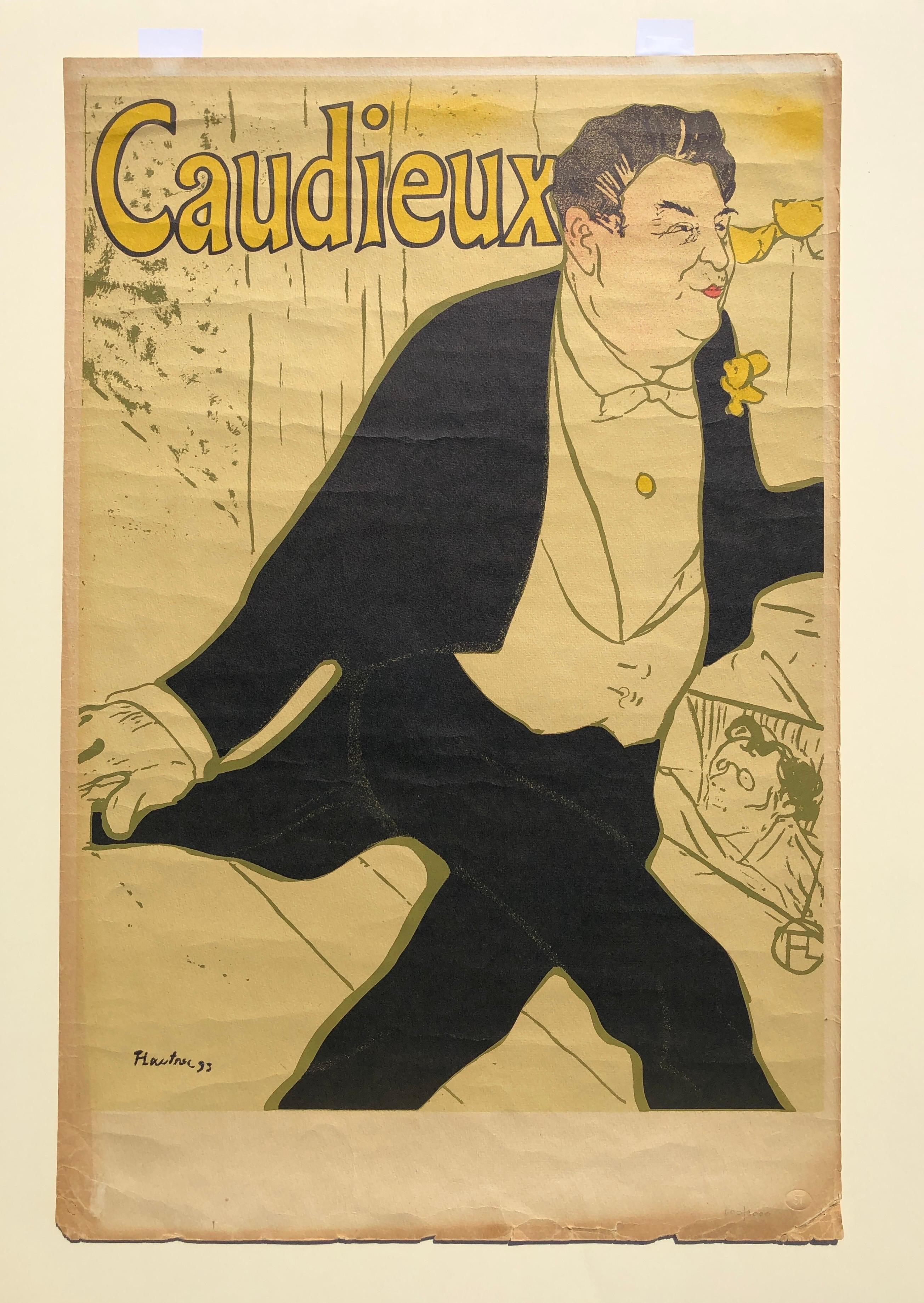Cadieux - Vintage Art Nouveau Lithograph Poster by Toulouse Lautrec In Fair Condition For Sale In East Quogue, NY