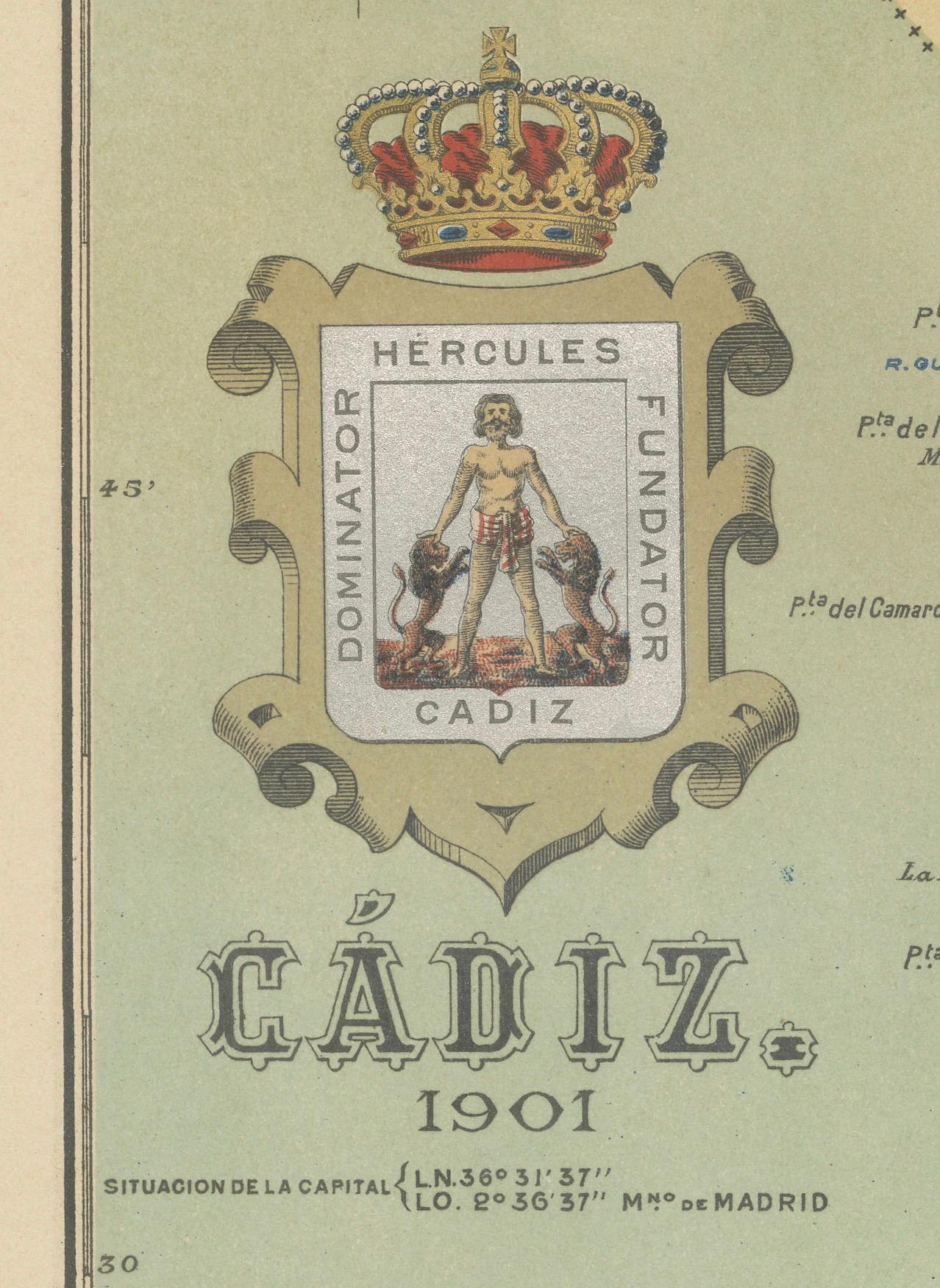 Cádiz 1901: Nautische Kreuzung von Atlantik und Mittelmeer (Papier) im Angebot