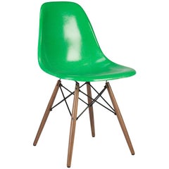 Vintage Cadmium Green Herman Miller Eames DSW Dining Side Shell Chair