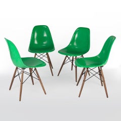 Cadmium Green Set of 4 Herman Miller Eames DSW Dining Side Shell Chair