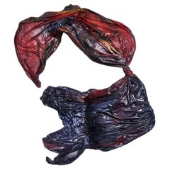 Cadmium Multi Contemporary Abstract Chiffon, Epoxy, Dye Sculpture by Kim Mesches