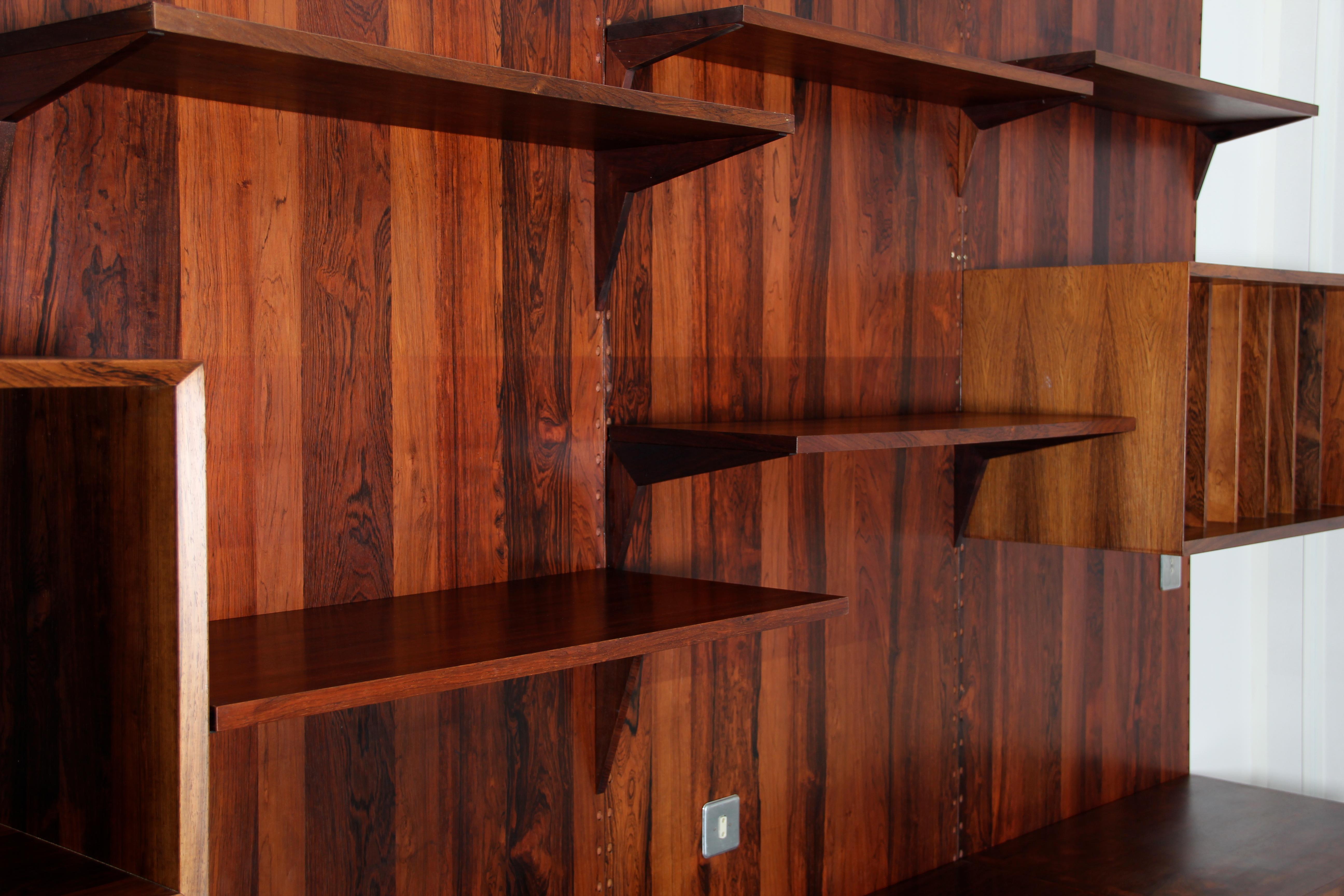 Cado Wall rosewood shelving unit by Poul Cadovious For Sale 8