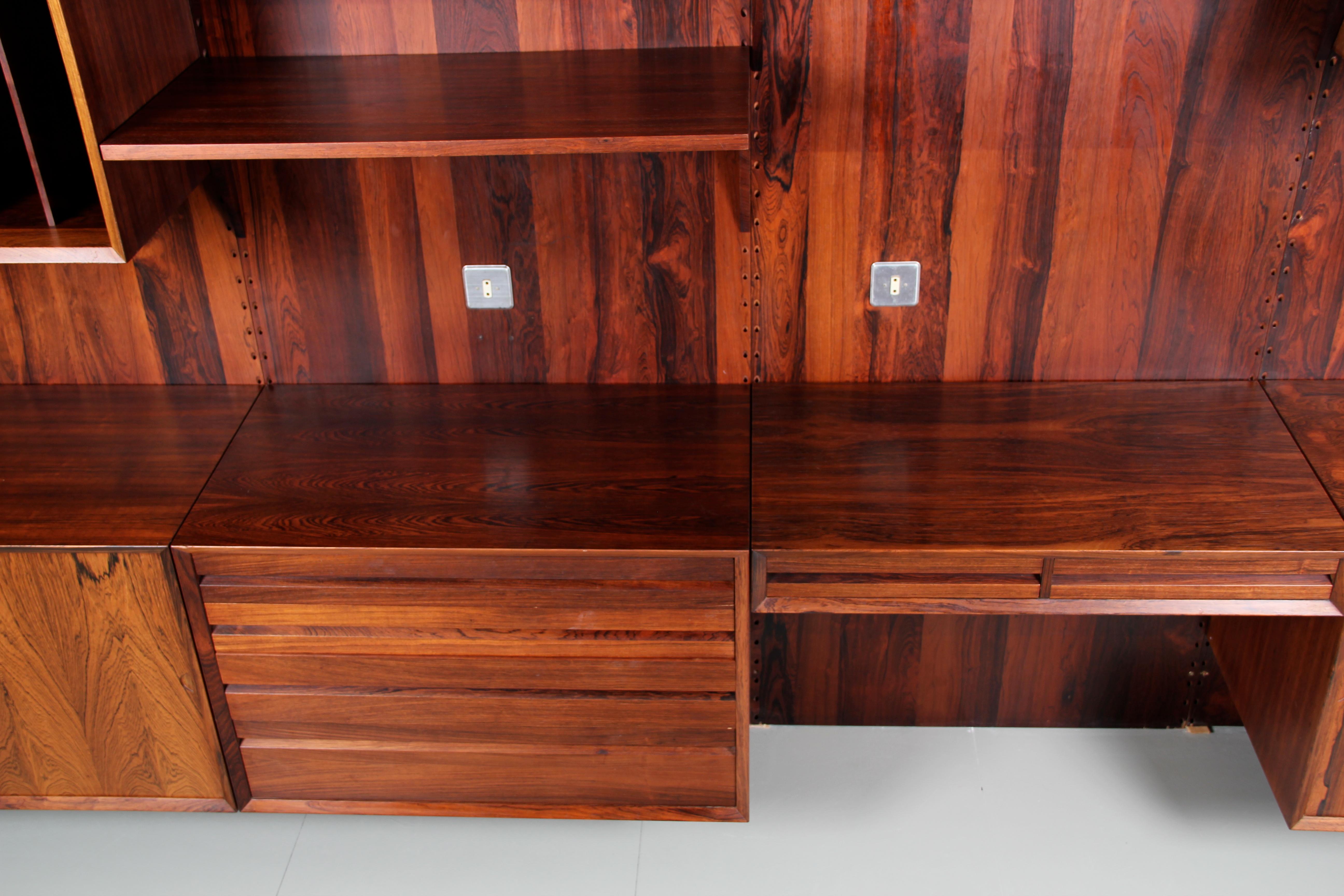 Cado Wall rosewood shelving unit by Poul Cadovious For Sale 9