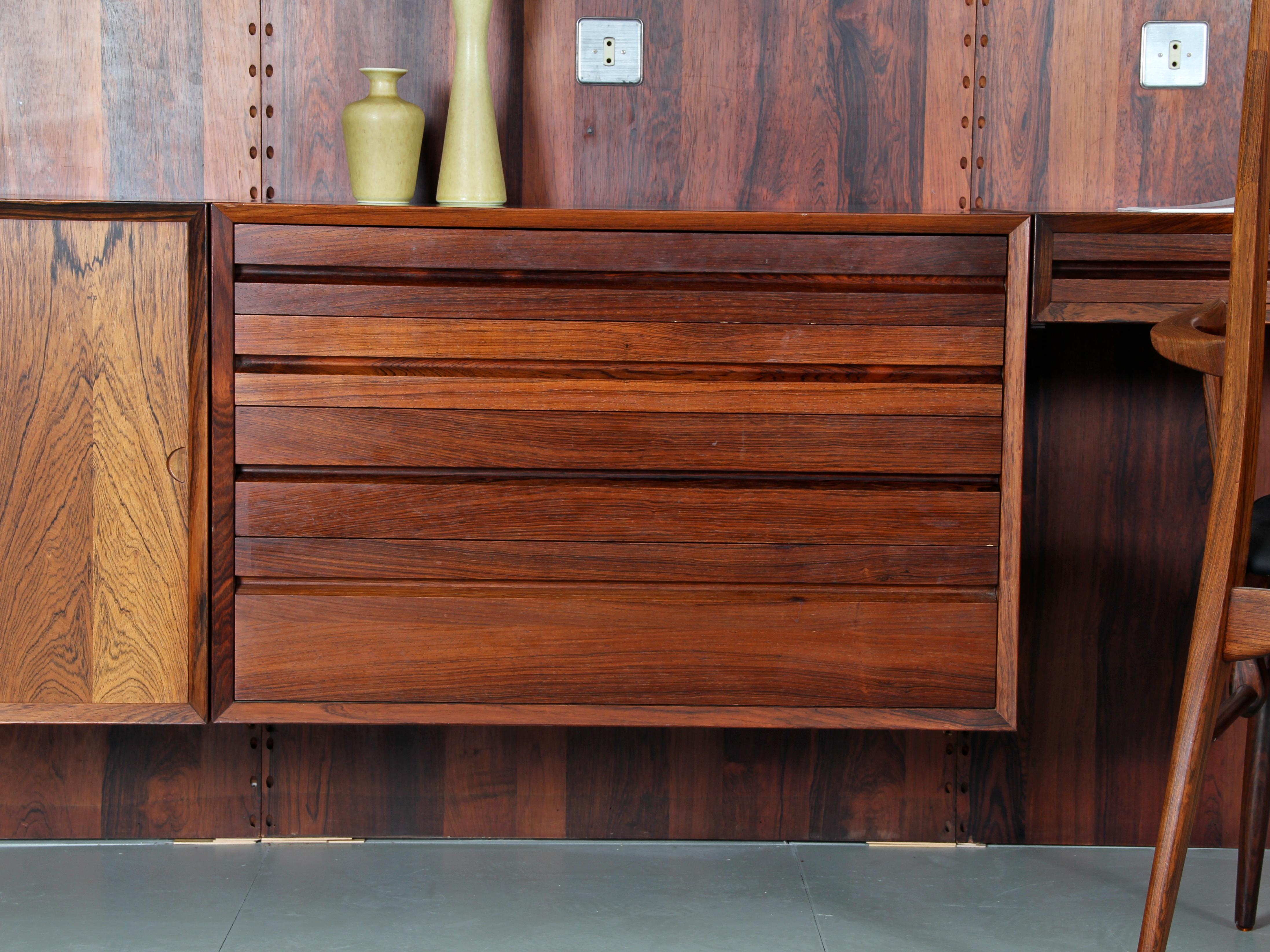 Rosewood Cado Wall rosewood shelving unit by Poul Cadovious For Sale
