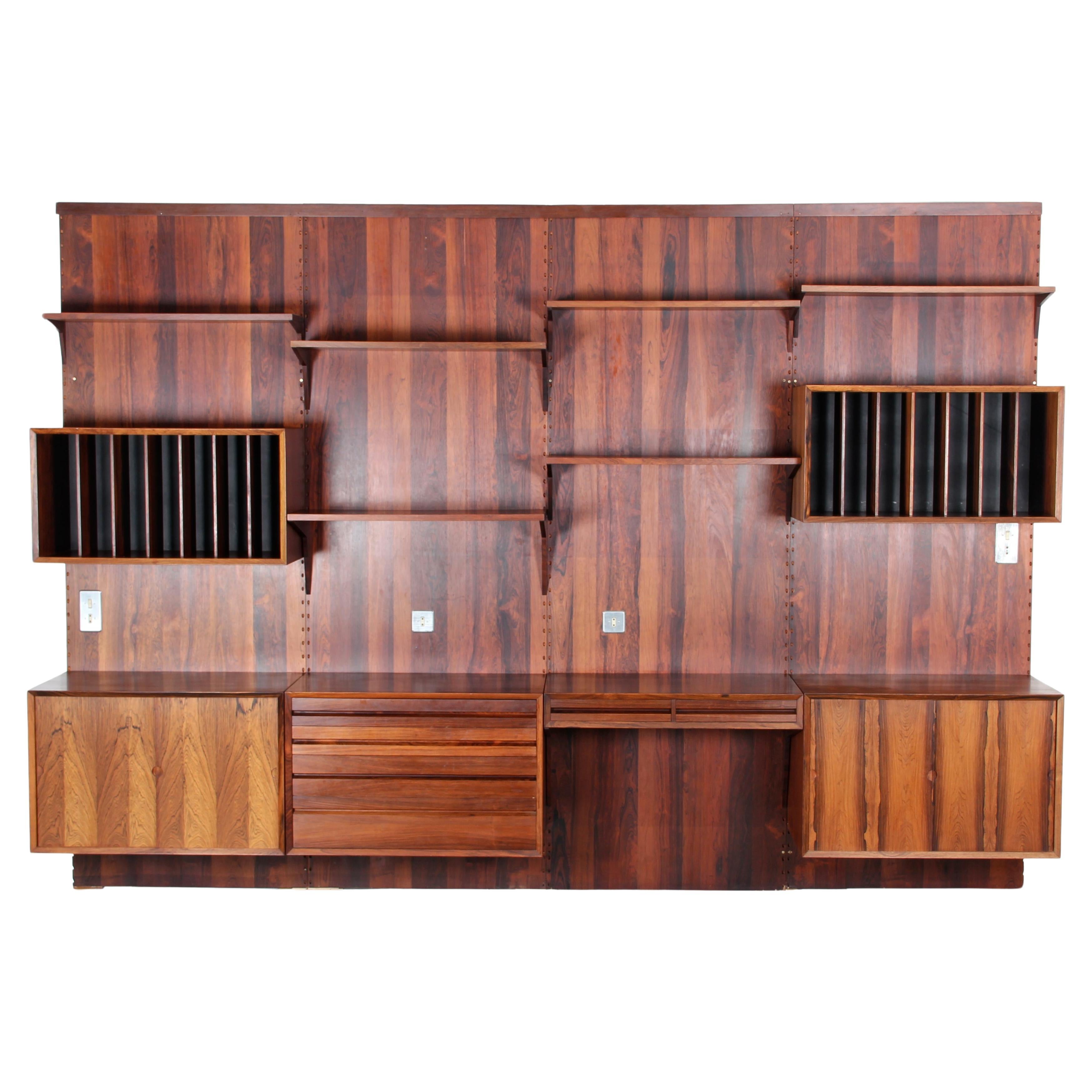 Cado Wall rosewood shelving unit by Poul Cadovious For Sale