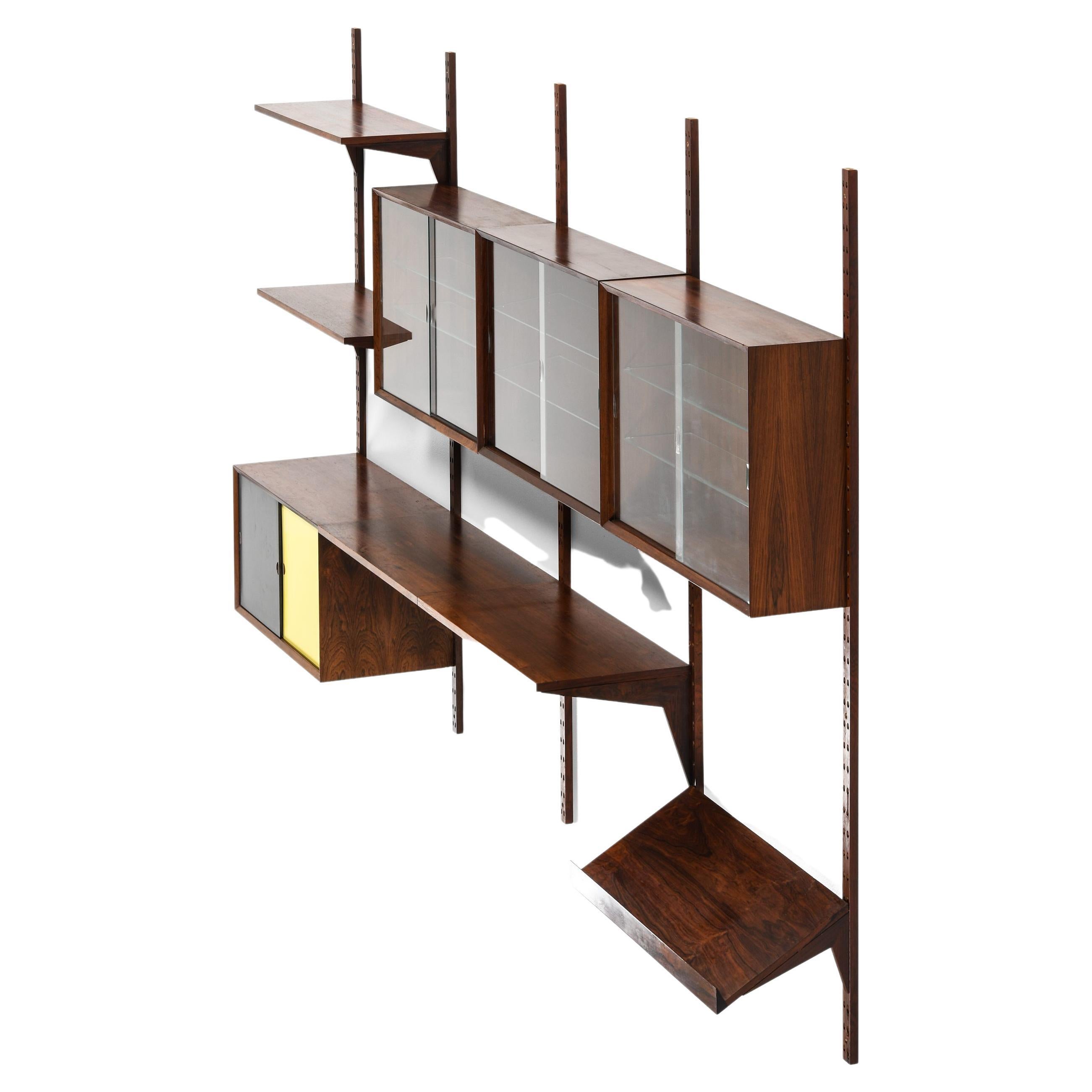 ‘Cado’ Wall System / Bookcase in Rosewood and Glass by Poul Cadovius, 1960's