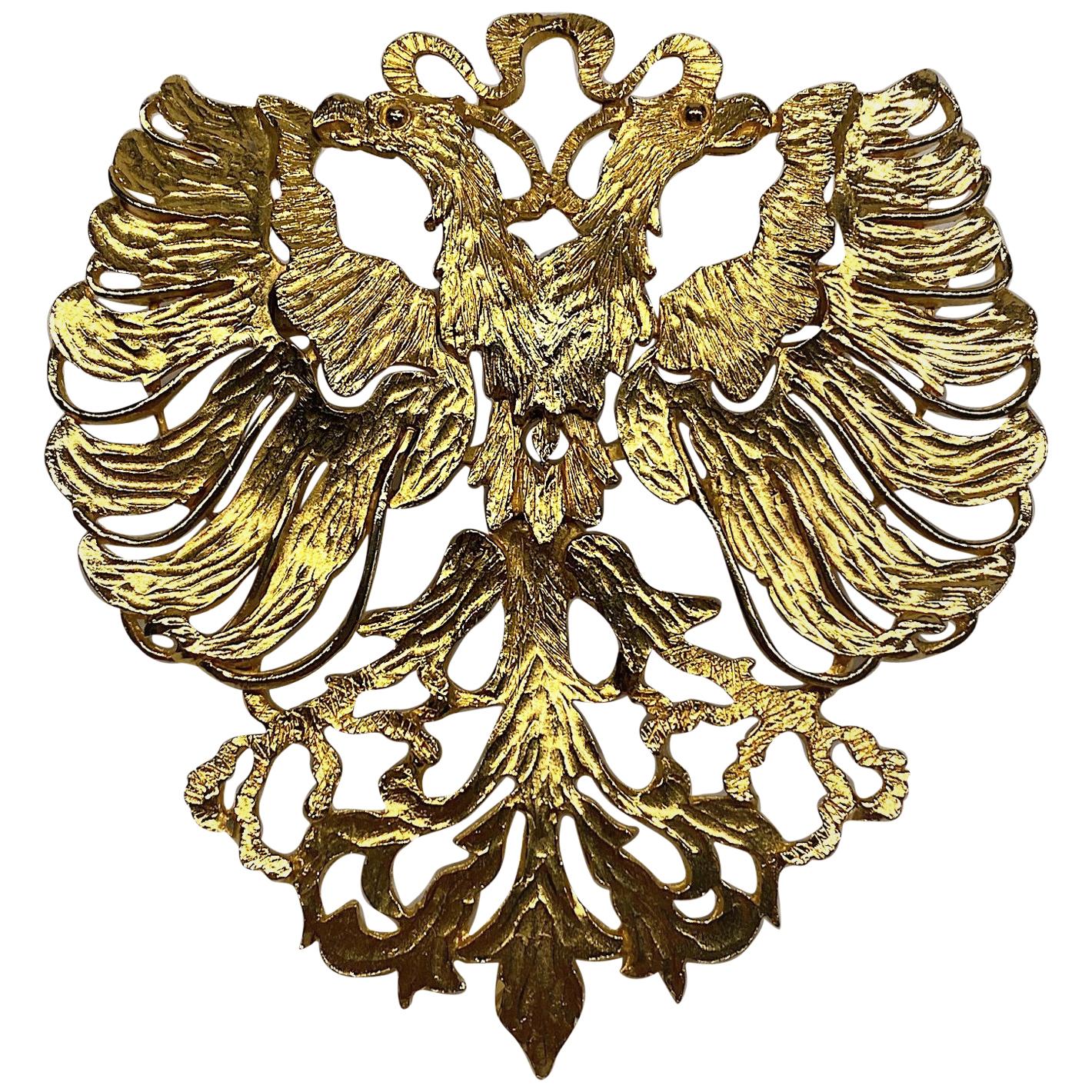 Cadoro 1970s Huge Double Head Eagle Crest Scarf Clip