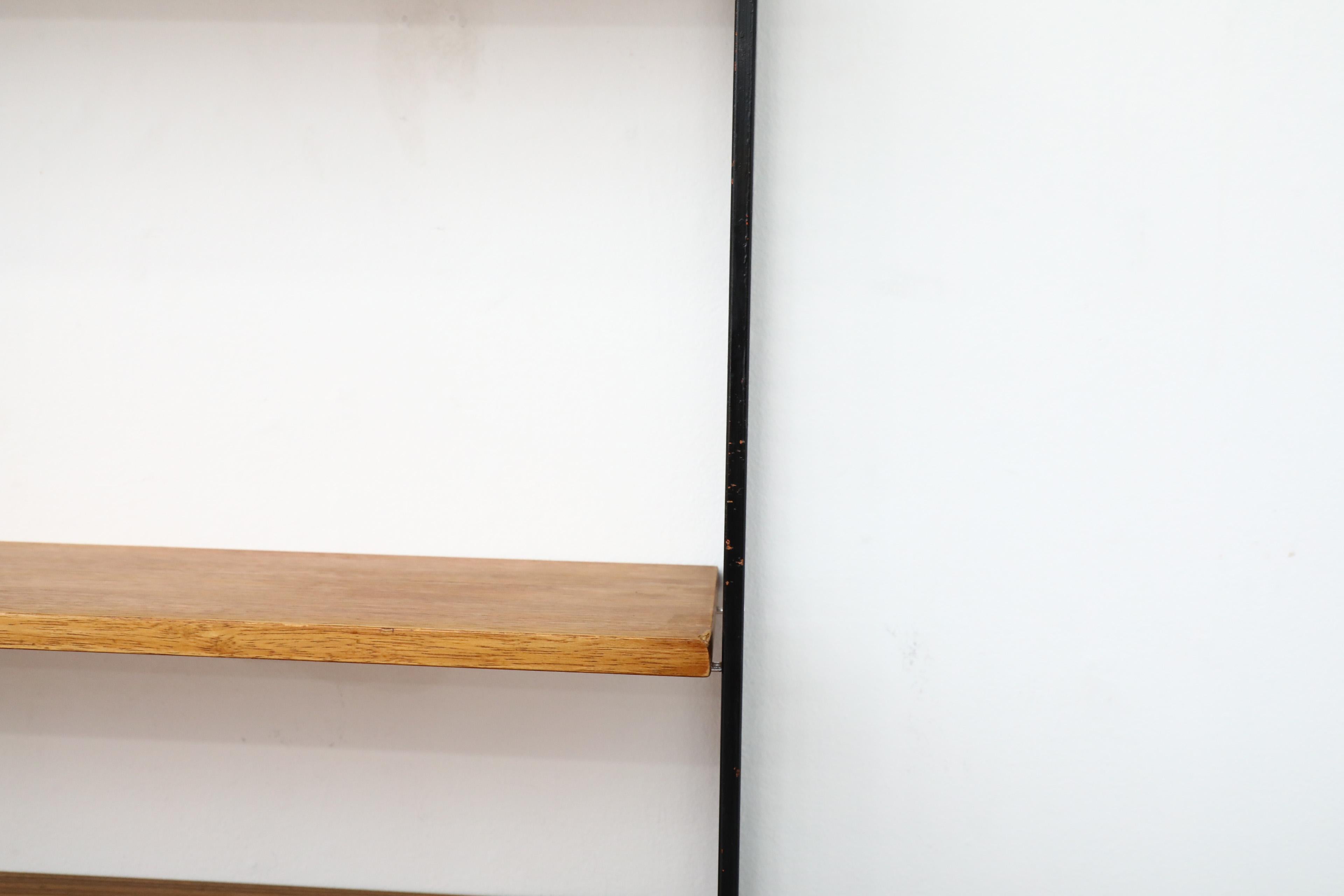 Cadovius Style Mixed Wood Wall Unit with Black Enameled Metal Grid Risers 4