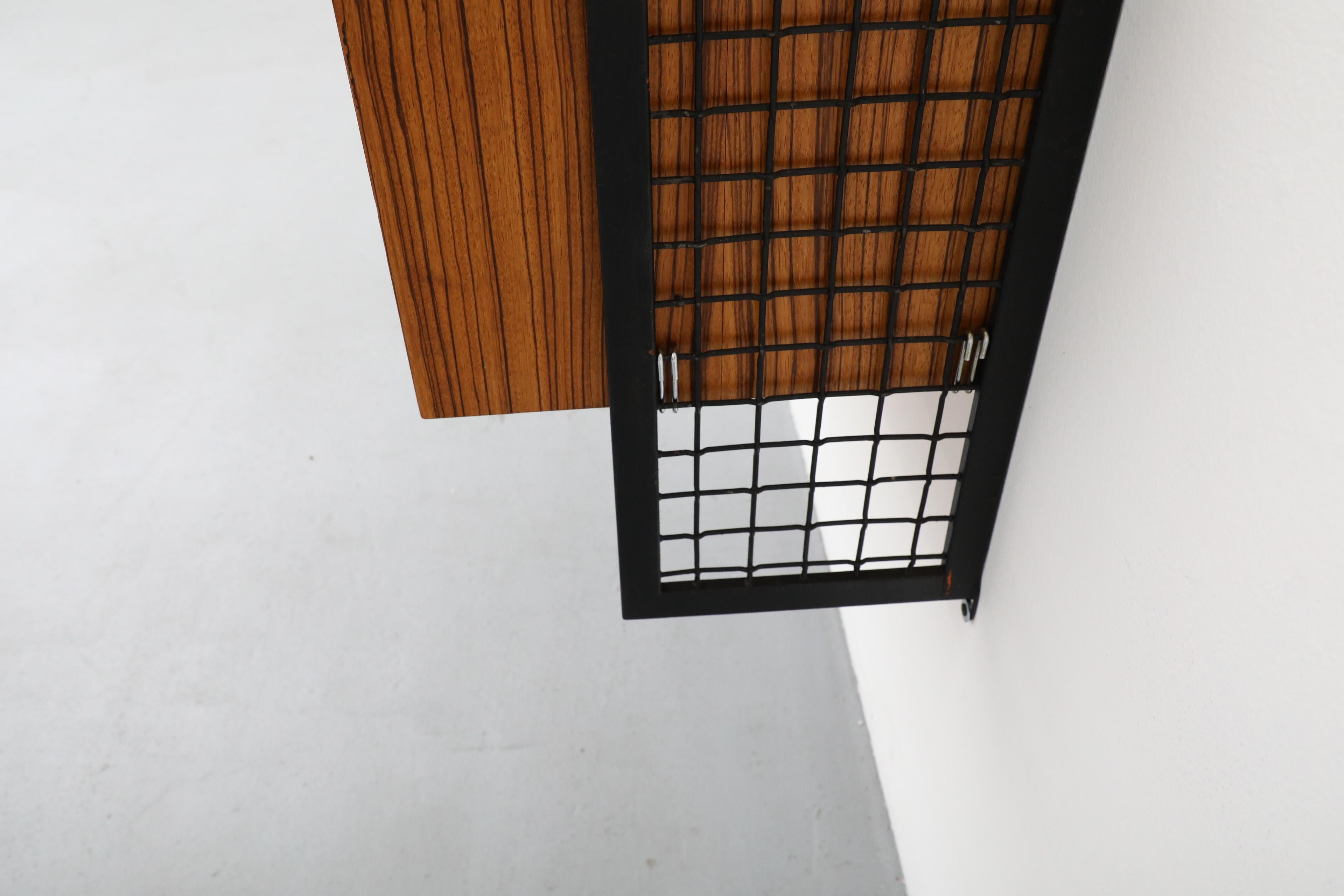Cadovius Style Mixed Wood Wall Unit with Black Enameled Metal Grid Risers 6