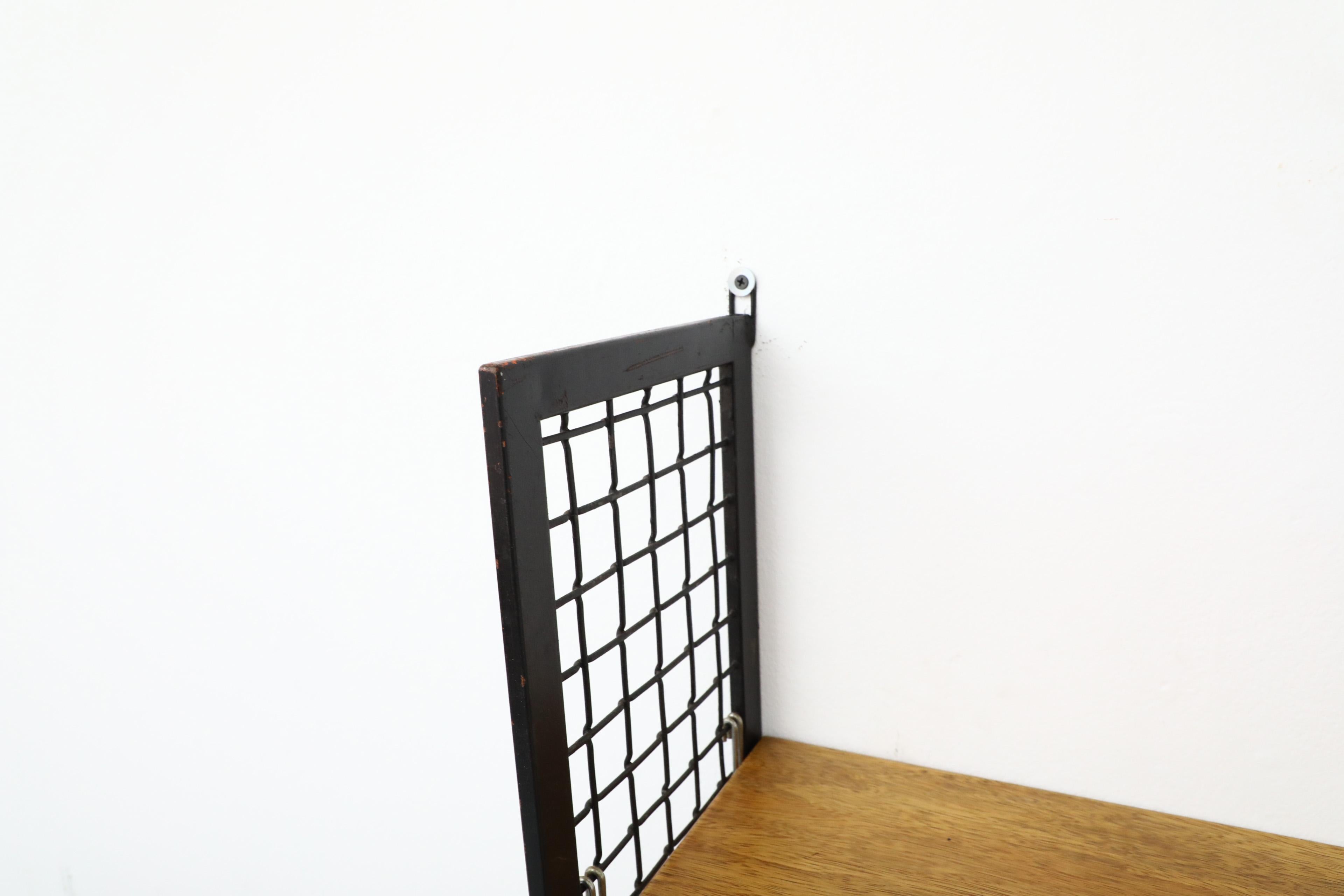 Cadovius Style Mixed Wood Wall Unit with Black Enameled Metal Grid Risers 14