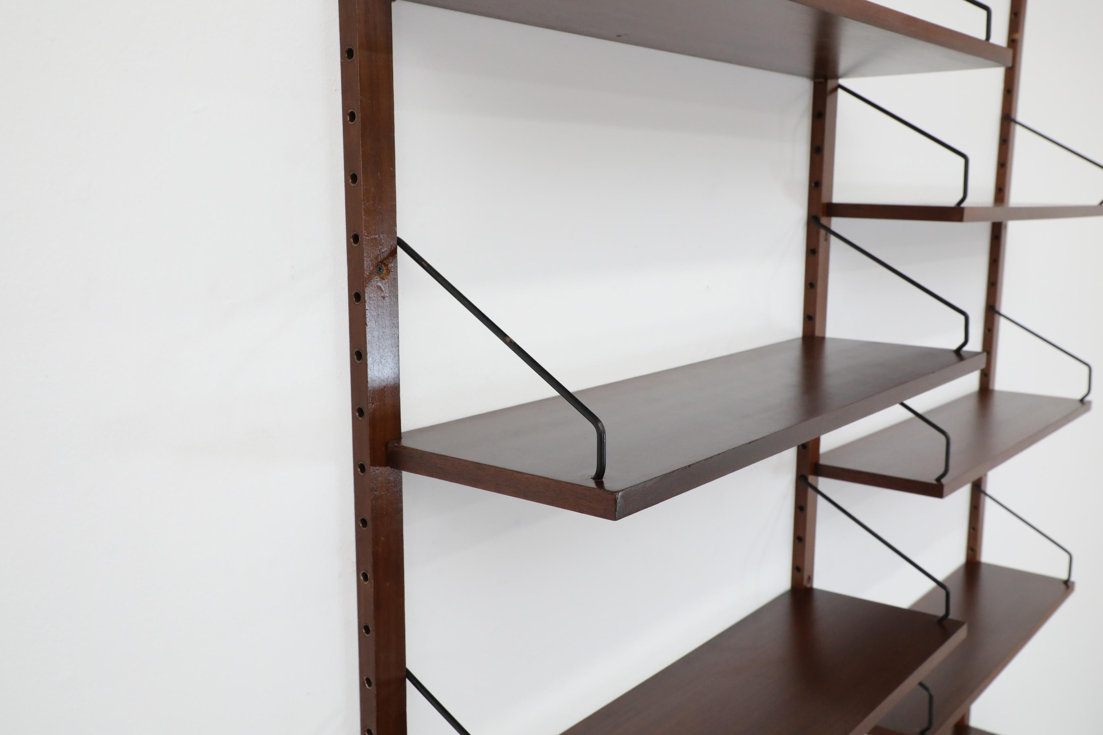 Mid-20th Century Cadovius Wall Mount 2 Section Royal Shelving System w/ Desk & Drop Down Cabinet For Sale