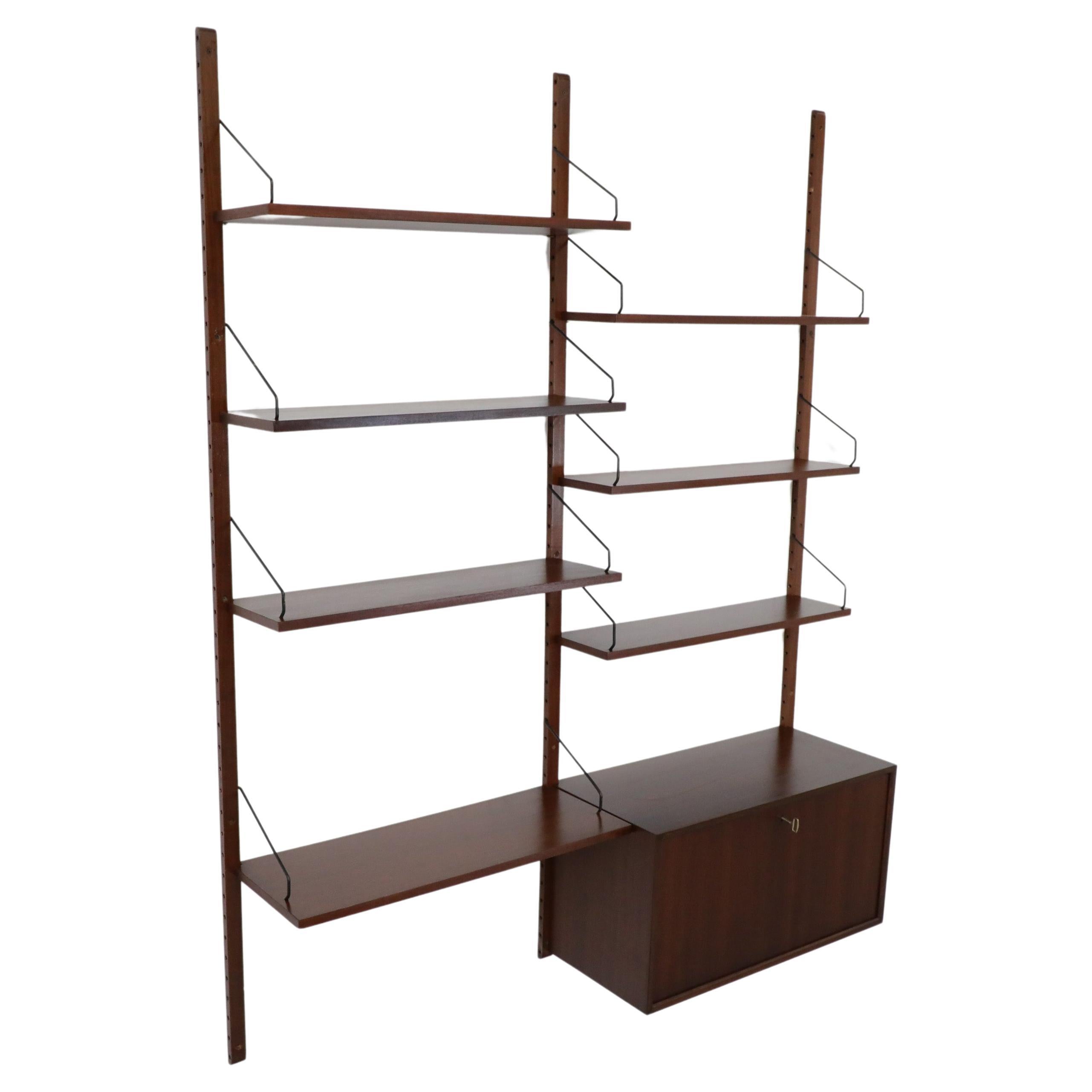 Cadovius Wall Mount 2 Section Royal Shelving System w/ Desk & Drop Down Cabinet For Sale