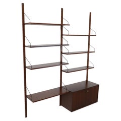 Used Cadovius Wall Mount 2 Section Royal Shelving System w/ Desk & Drop Down Cabinet