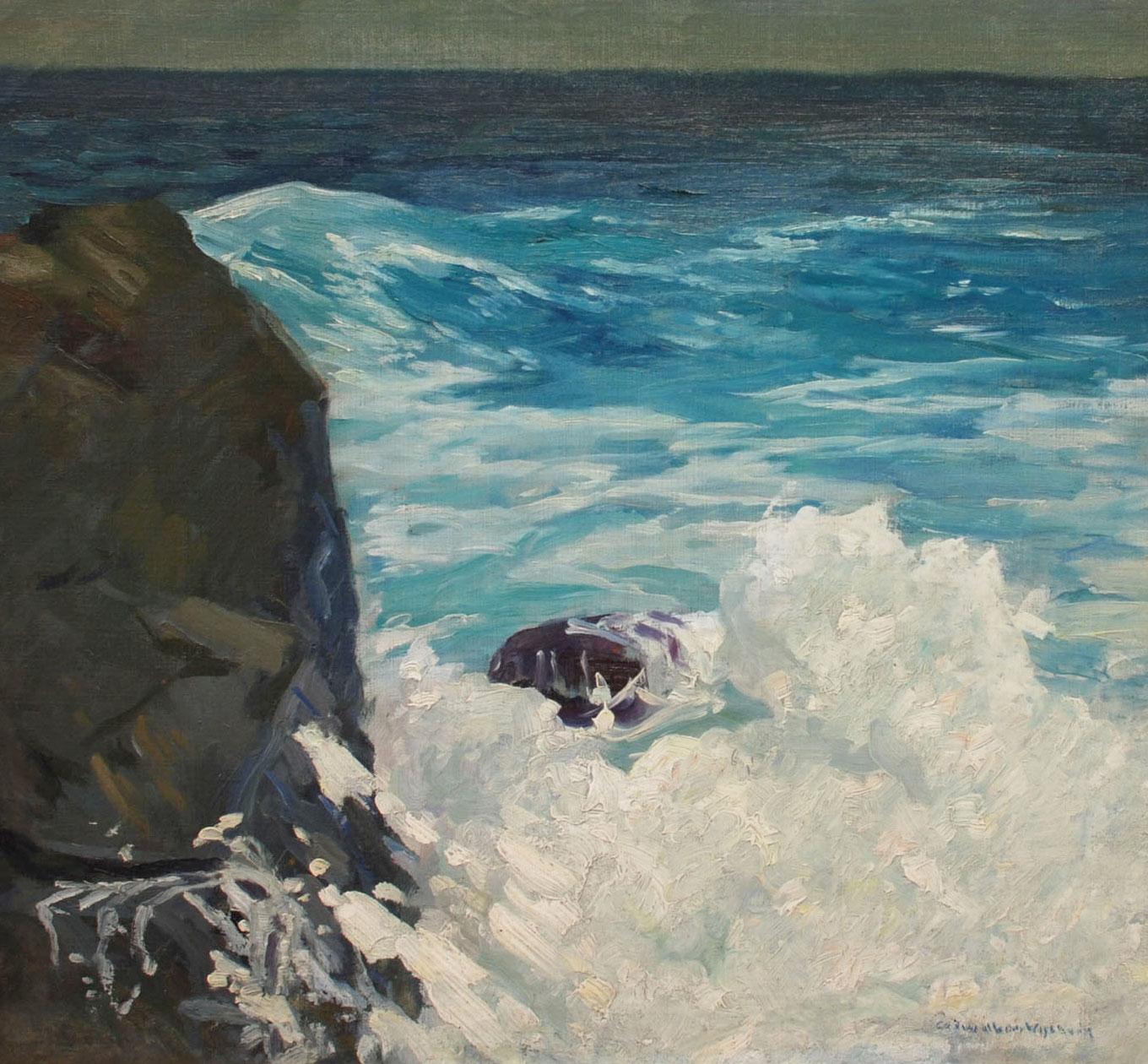 Cadwallader Lincoln Washburn Landscape Painting - "Foaming Sea, " Cadwallader Washburn, Impressionist, Studied with Chase & Sorolla