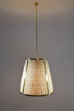 Caeli Classic Handcrafted Brass Rattan Pendant Light Fixture, Flow Collection