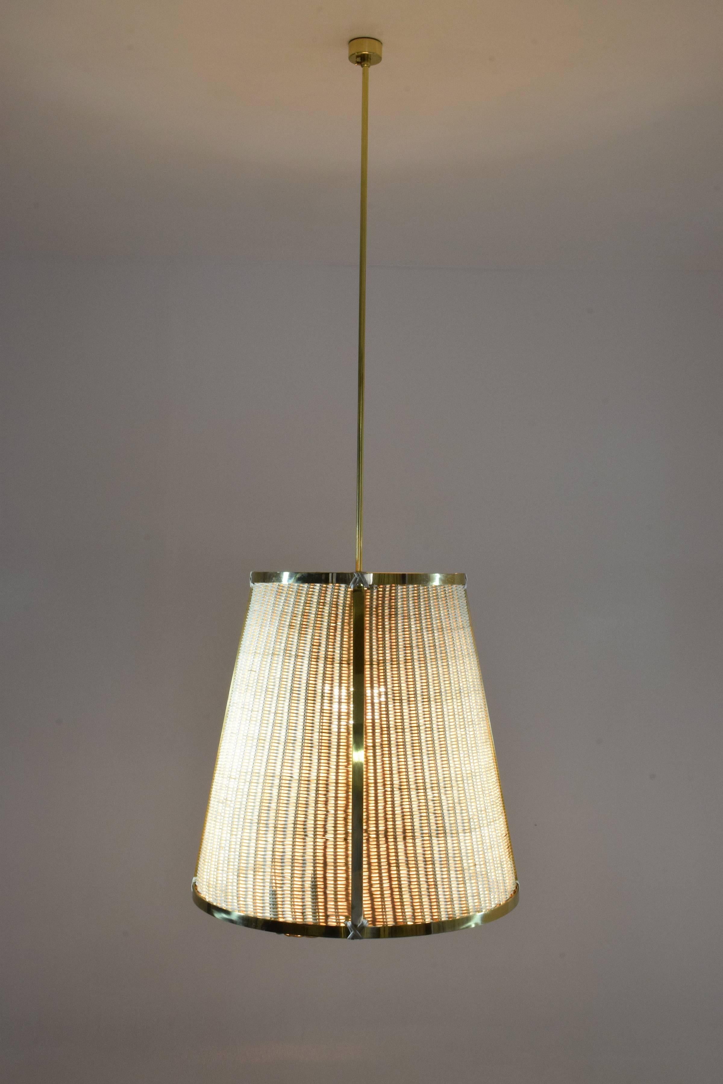 Lampe à suspension monumentale Caeli-W en acier et rotin, collection Flow en vente 6