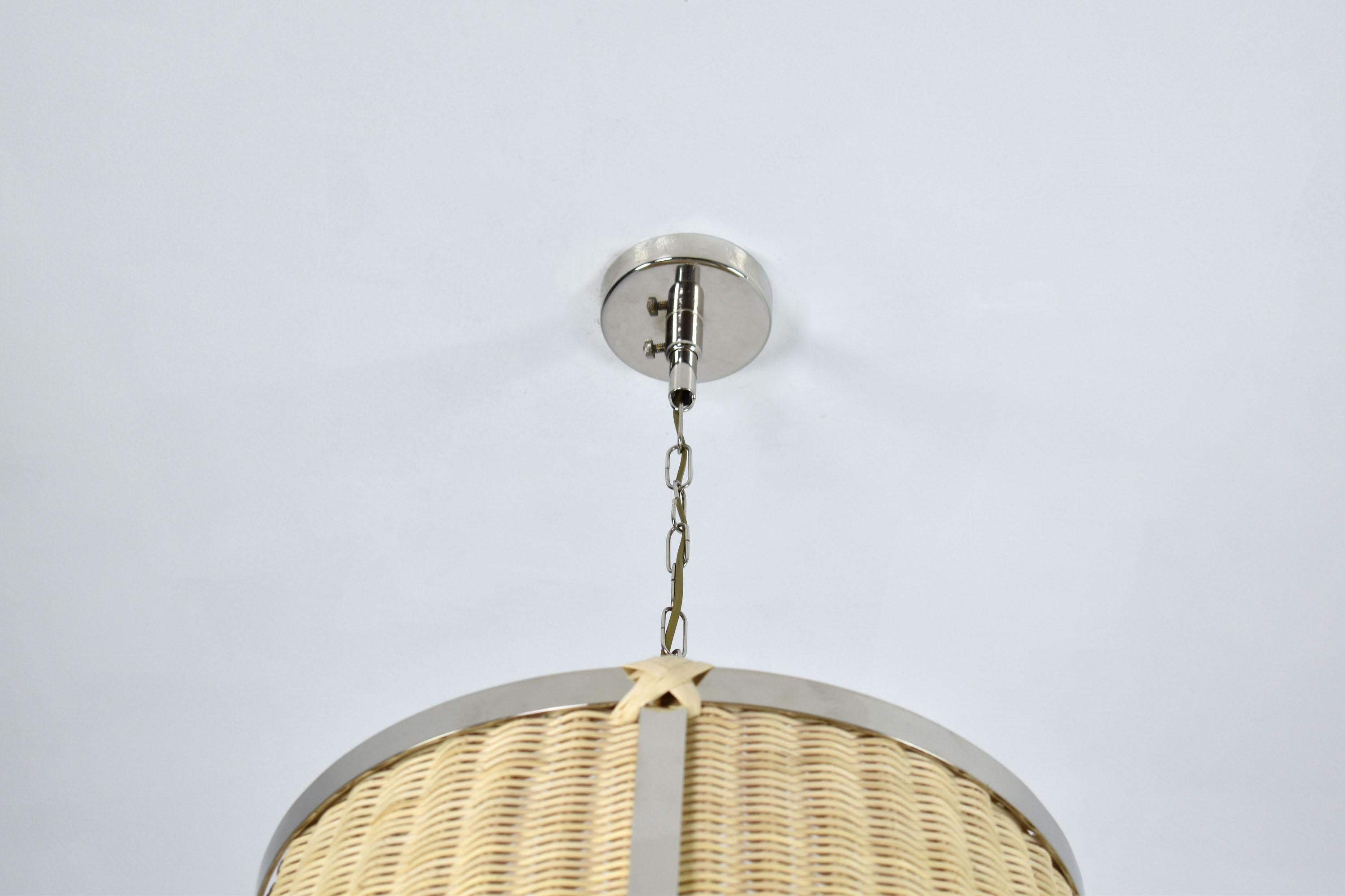 French Caeli-A Silver Rattan Pendant Light, Flow Collection For Sale
