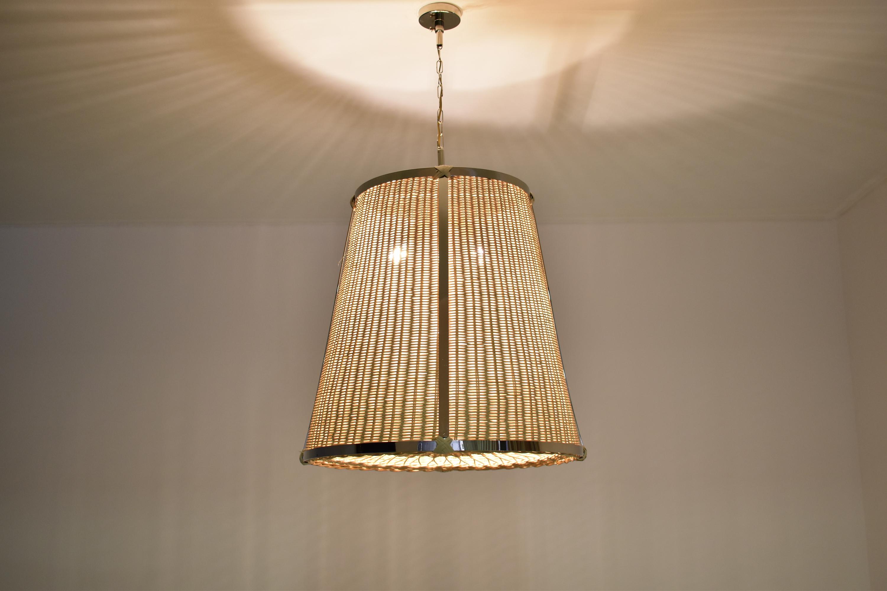 Caeli-A Silver Rattan Pendant Light, Flow Collection In New Condition For Sale In Paris, FR