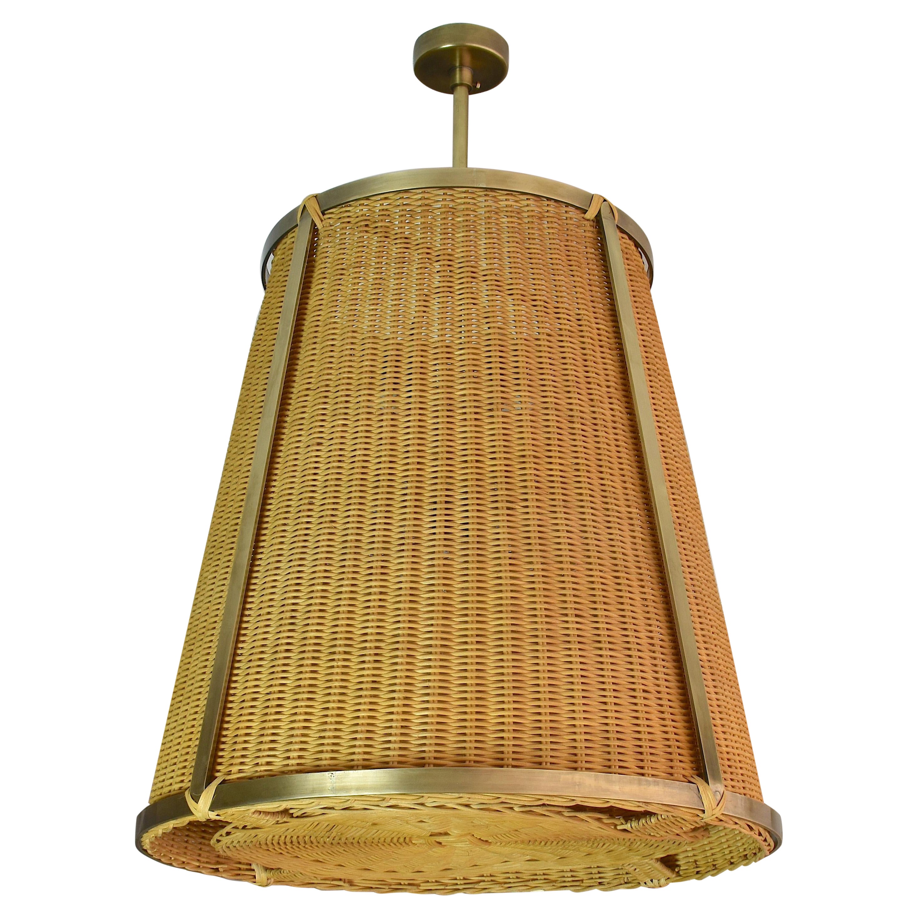 Caeli-SD Handgefertigte Rattan-Pendelleuchte aus Messing, Flow Collection