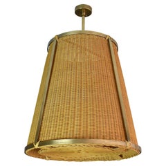 Caeli-SD Handcrafted Brass Rattan Pendant Light Fixture, Flow Collection