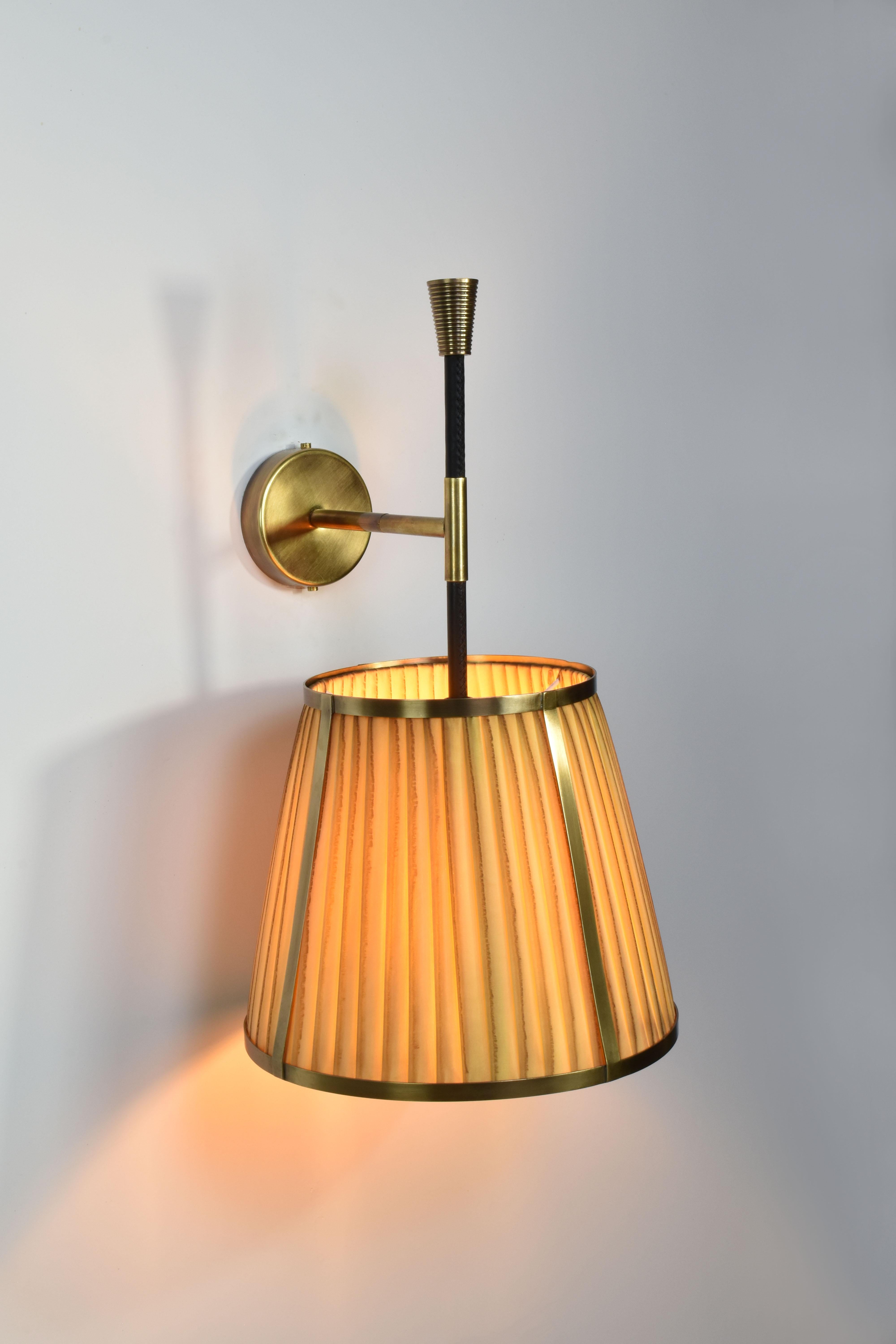 Caeli-W4 Brass and Fabric Sconce, JAS For Sale 4