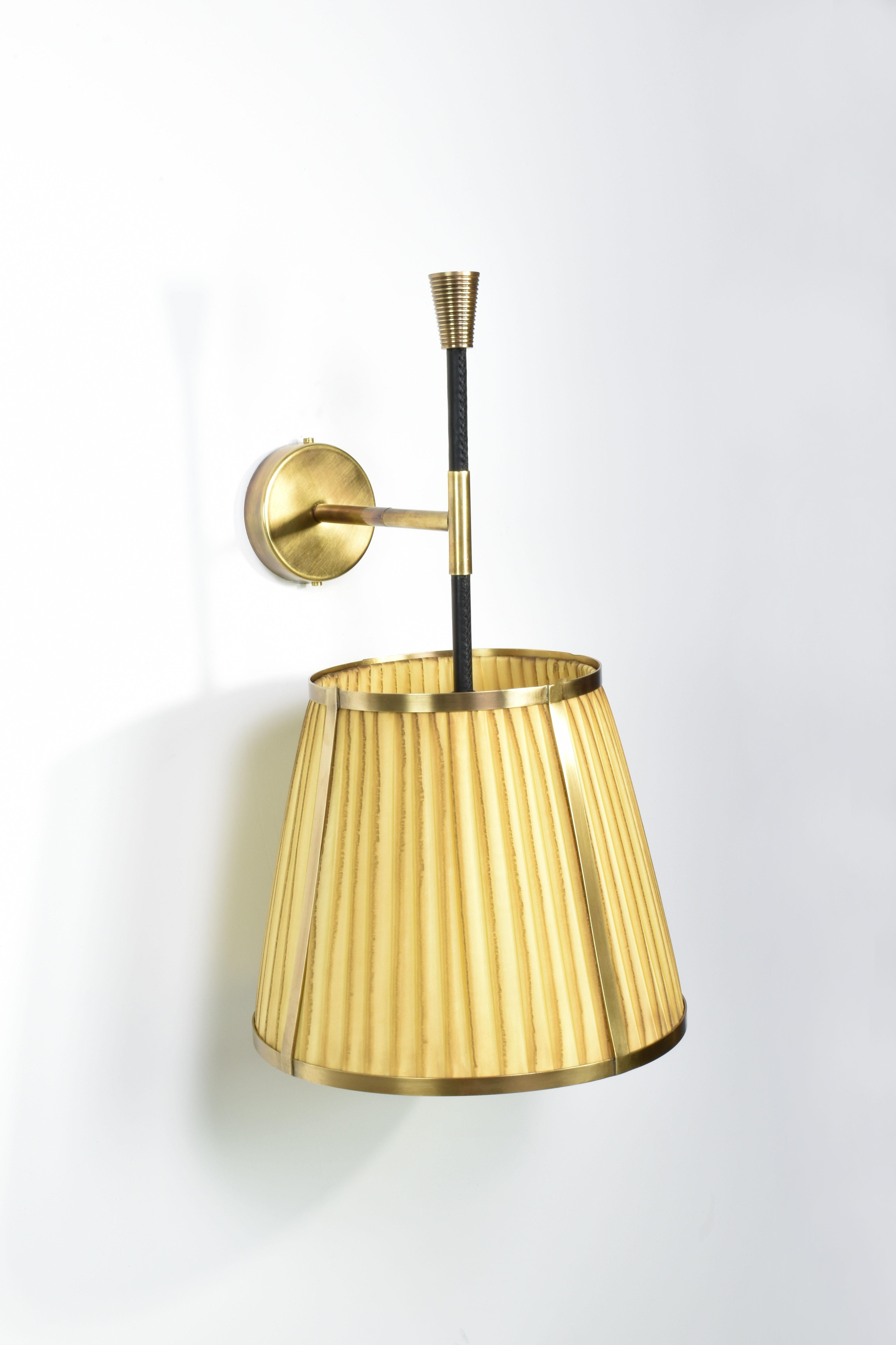 Modern Caeli-W4 Brass and Fabric Sconce, JAS For Sale