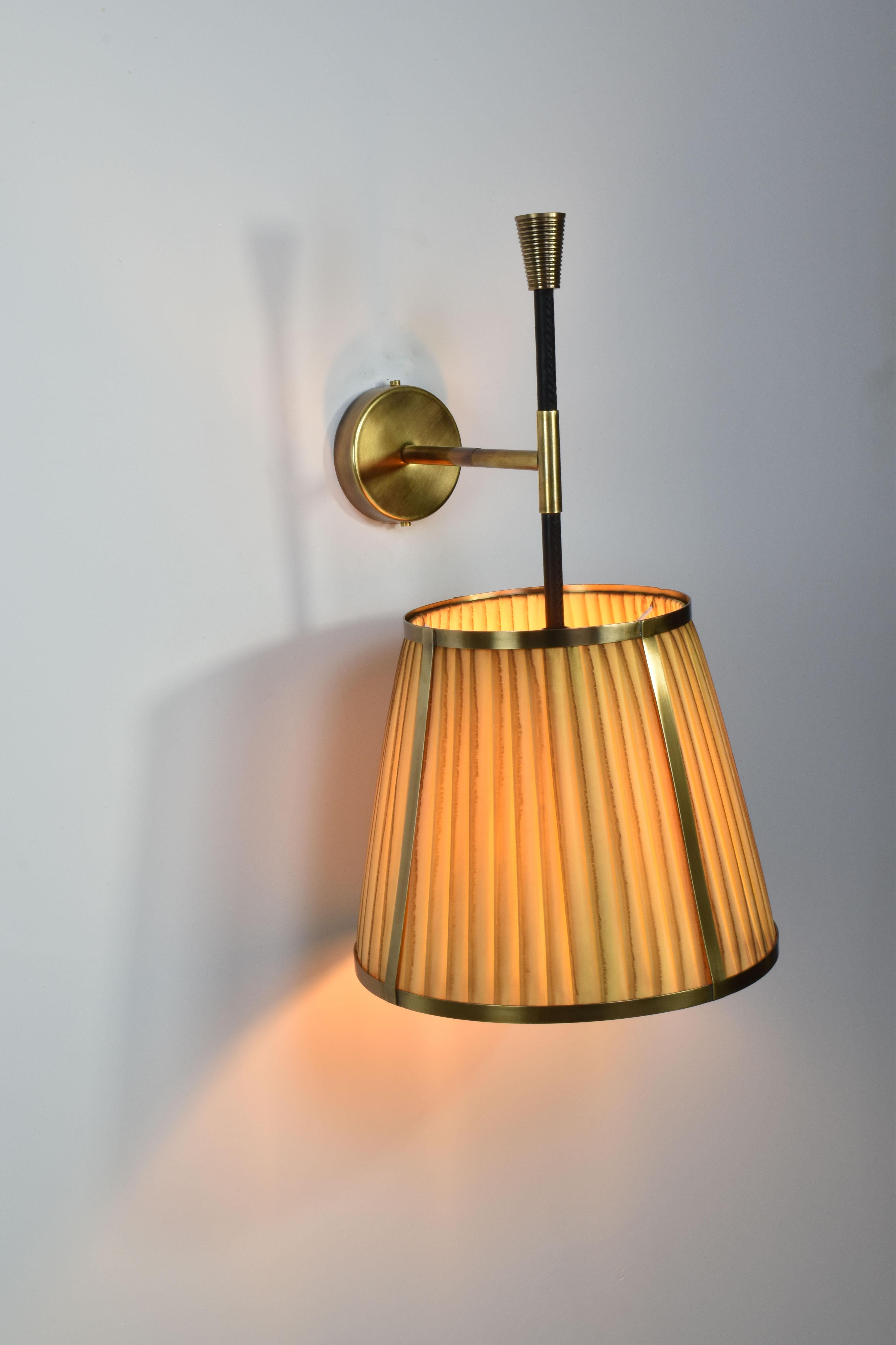 Caeli-W4 Brass and Fabric Sconce, JAS In New Condition For Sale In Paris, FR