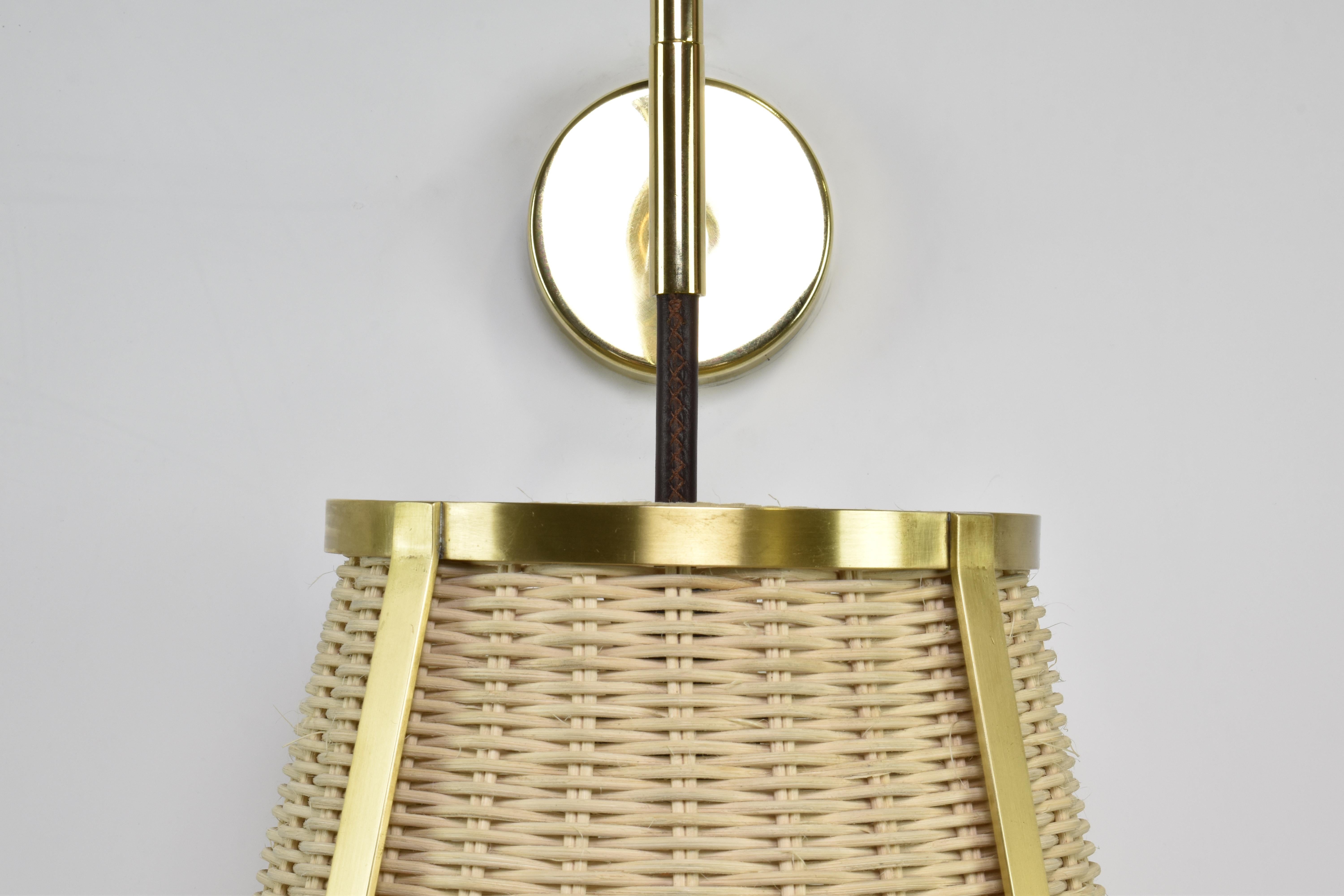 Caeli-W4 Brass and Rattan Sconce, Jas For Sale 3