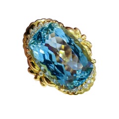 【Caelmare】17.9ct Santa Maria Blauer Aquamarin & Diamant 18k Gold Ring