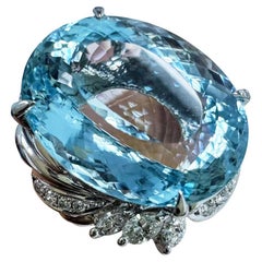 【Énigma】Radiant Saint Maria Blue 18.43ct Aquamarine Diamond Cocktail Ring