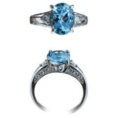 【Caelmare】2.46ct Santa Maria Blauer Aquamarin & Diamant Platin Ring