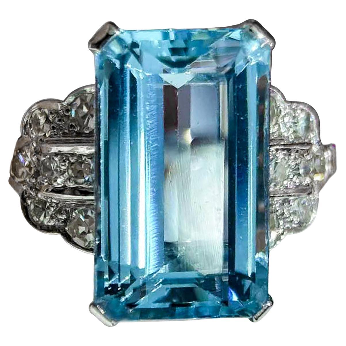 【Caelmare】5,85ct Aquamarin & Diamant 18k Weißgold Ring