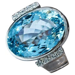 【Caelmare】7.83ct Aquamarin & Diamant Schwerer Platin Ring